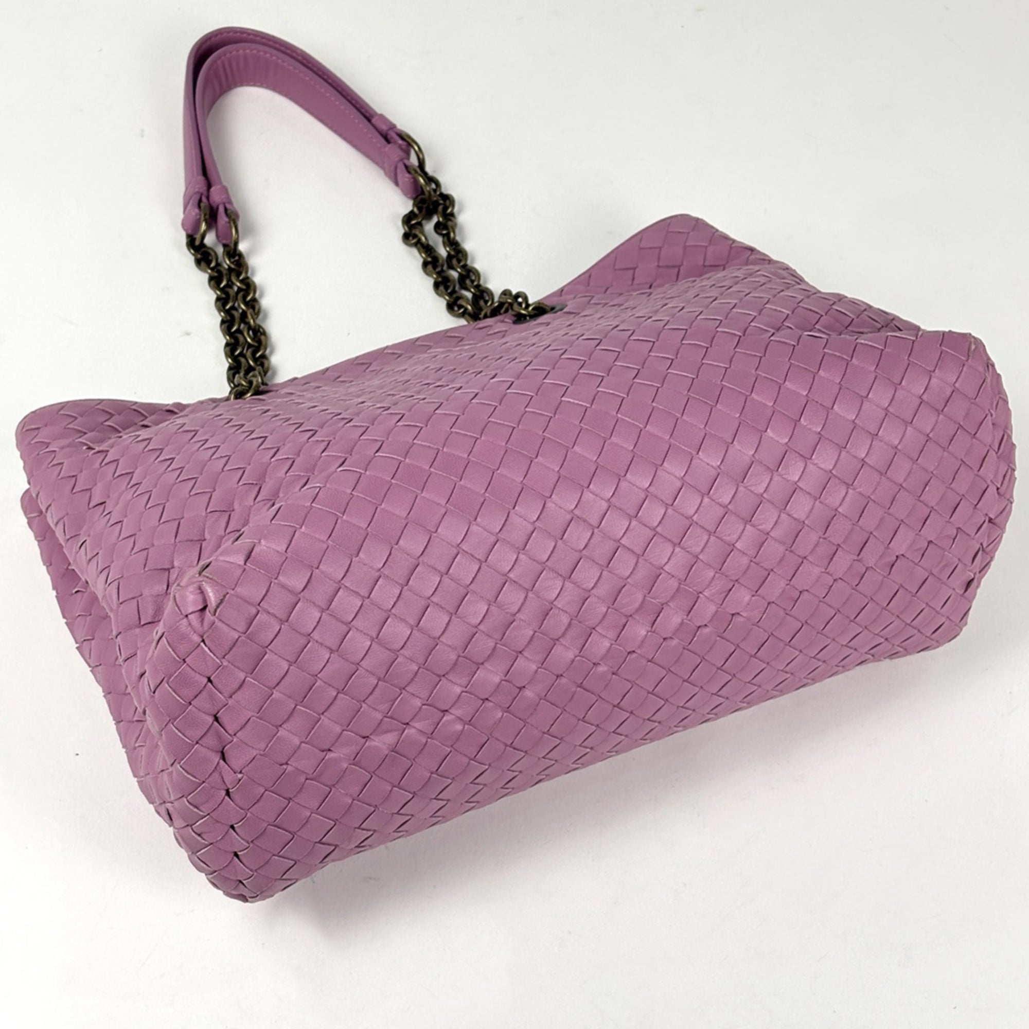 Bottega Veneta Intrecciato Purple Leather Shoulder Bag Tote Bag (Pre-Owned)