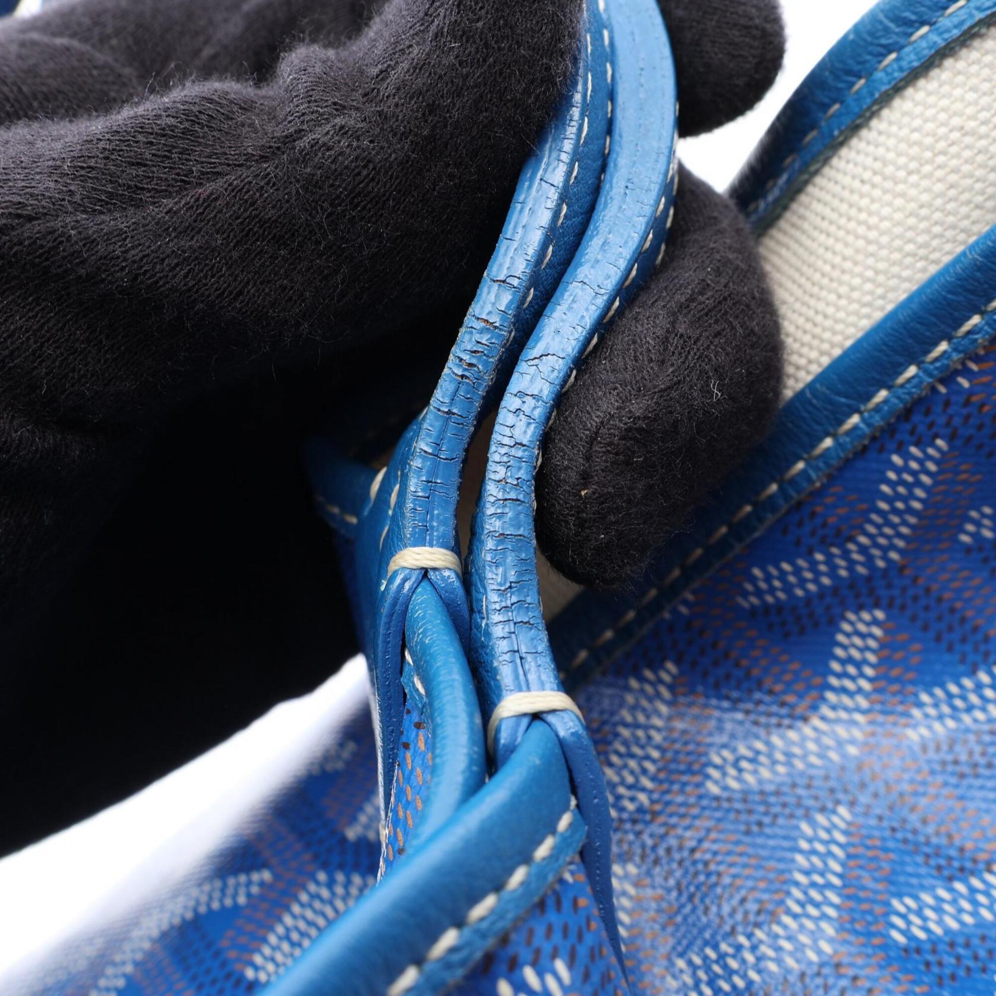 Goyard Blue Multi-Color Coated Canvas Leather Handbag Pouch Tote Bag (Pre-Owned)