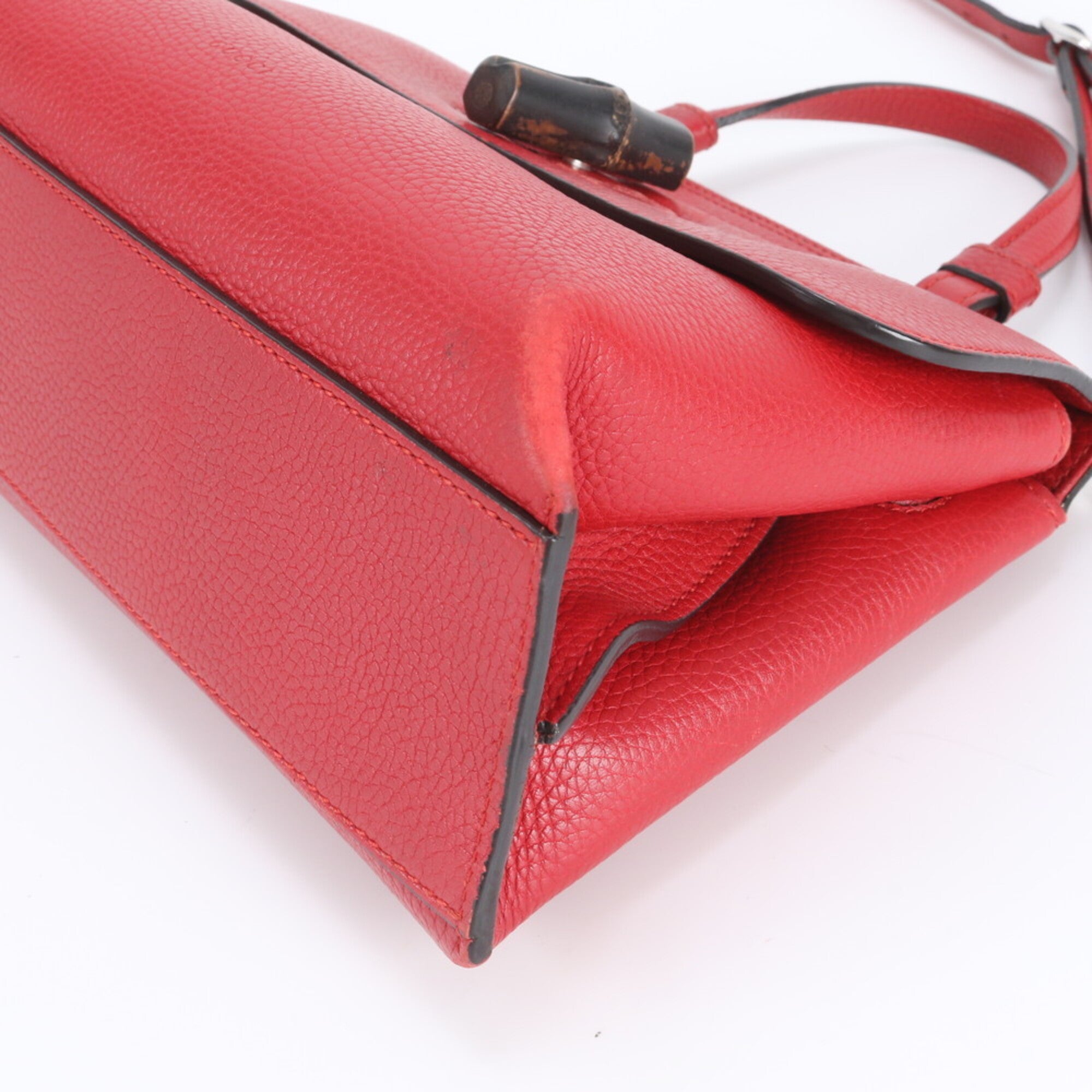 Gucci Red Color Leather Handbag Shoulder Bag (Pre-Owned)