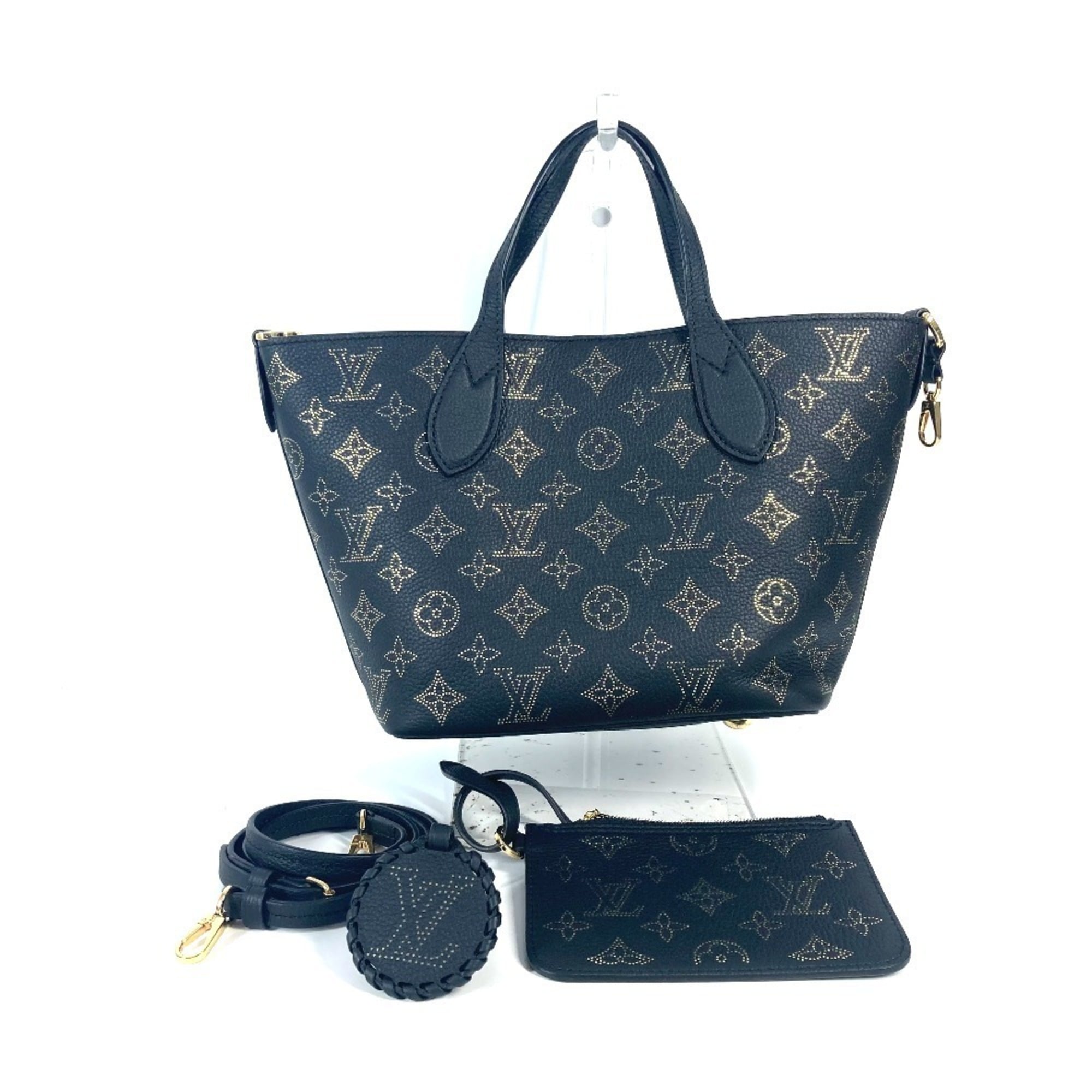 Louis Vuitton Black Blossom Gold Monogram Mahina Leather Leather Handbag Shoulder Bag Tote Bag (Pre-Owned)