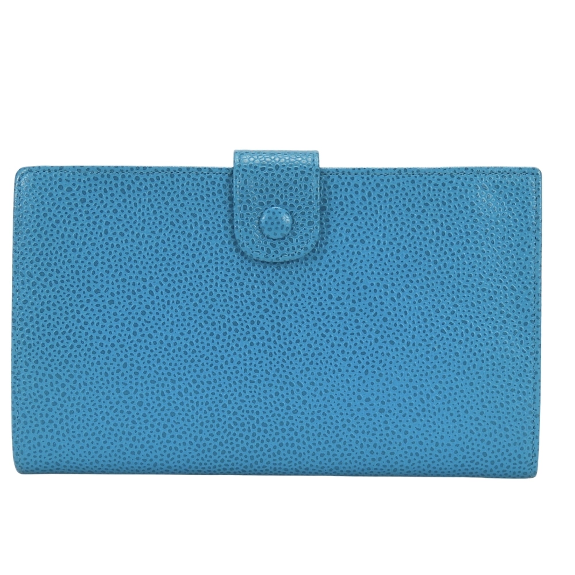Chanel Blue Grained Calfskin Wallet (Bi-Fold) (Pre-Owned)