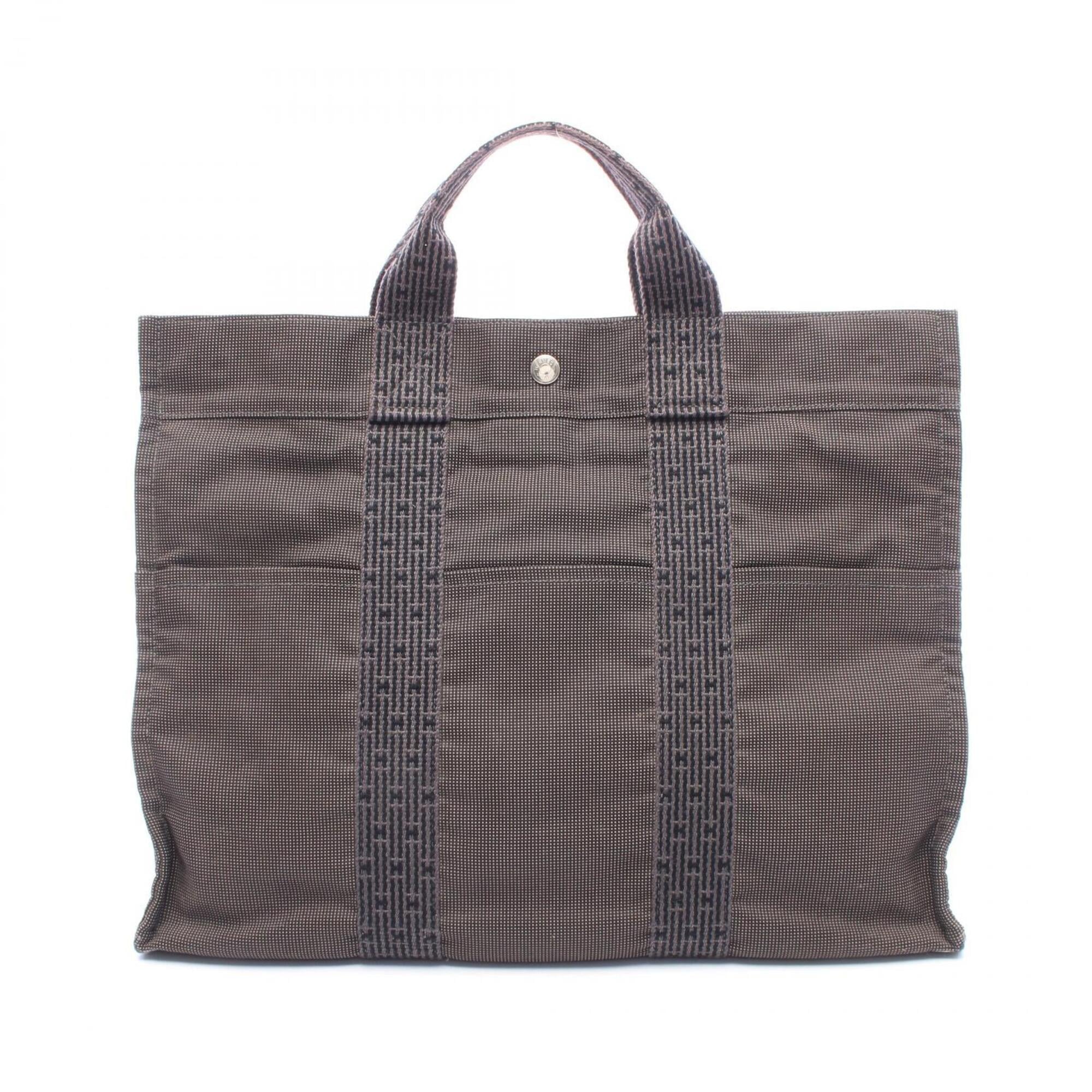 Hermes Gray Canvas Handbag Tote Bag (Pre-Owned)