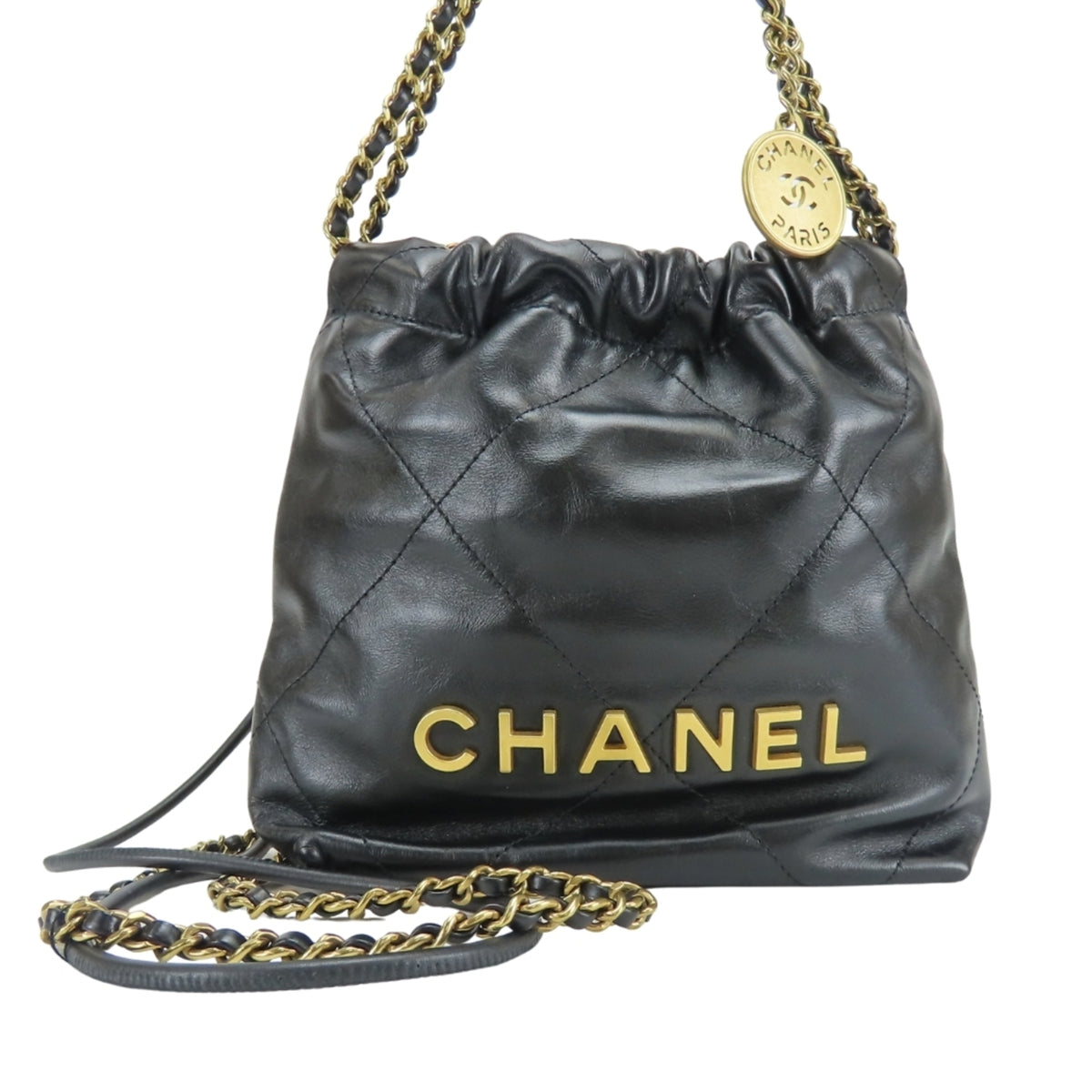 Chanel Black Leather Handbag Shoulder Bag (Pre-Owned)