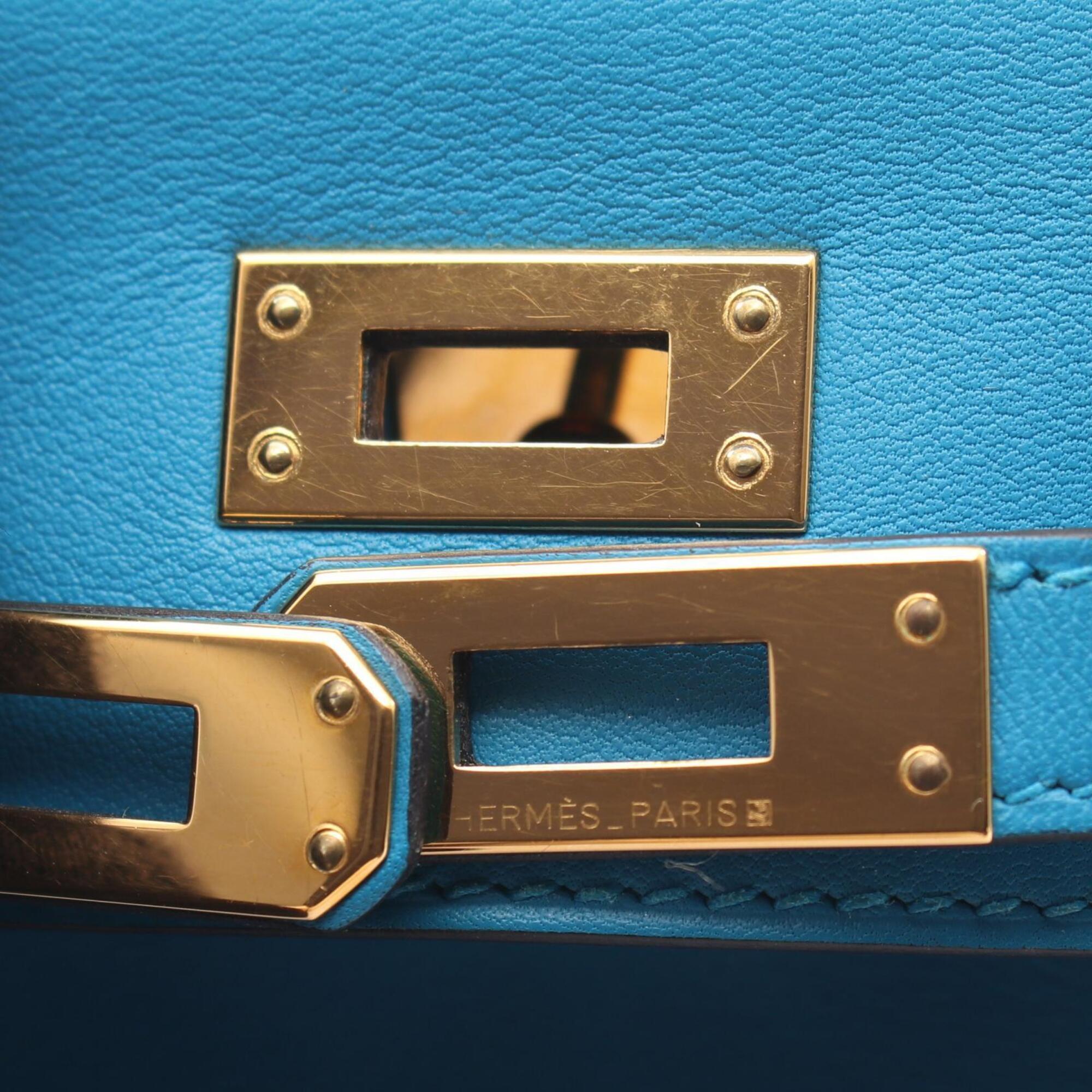 Hermes Blue Swift Leather Handbag Pochette (Pre-Owned)