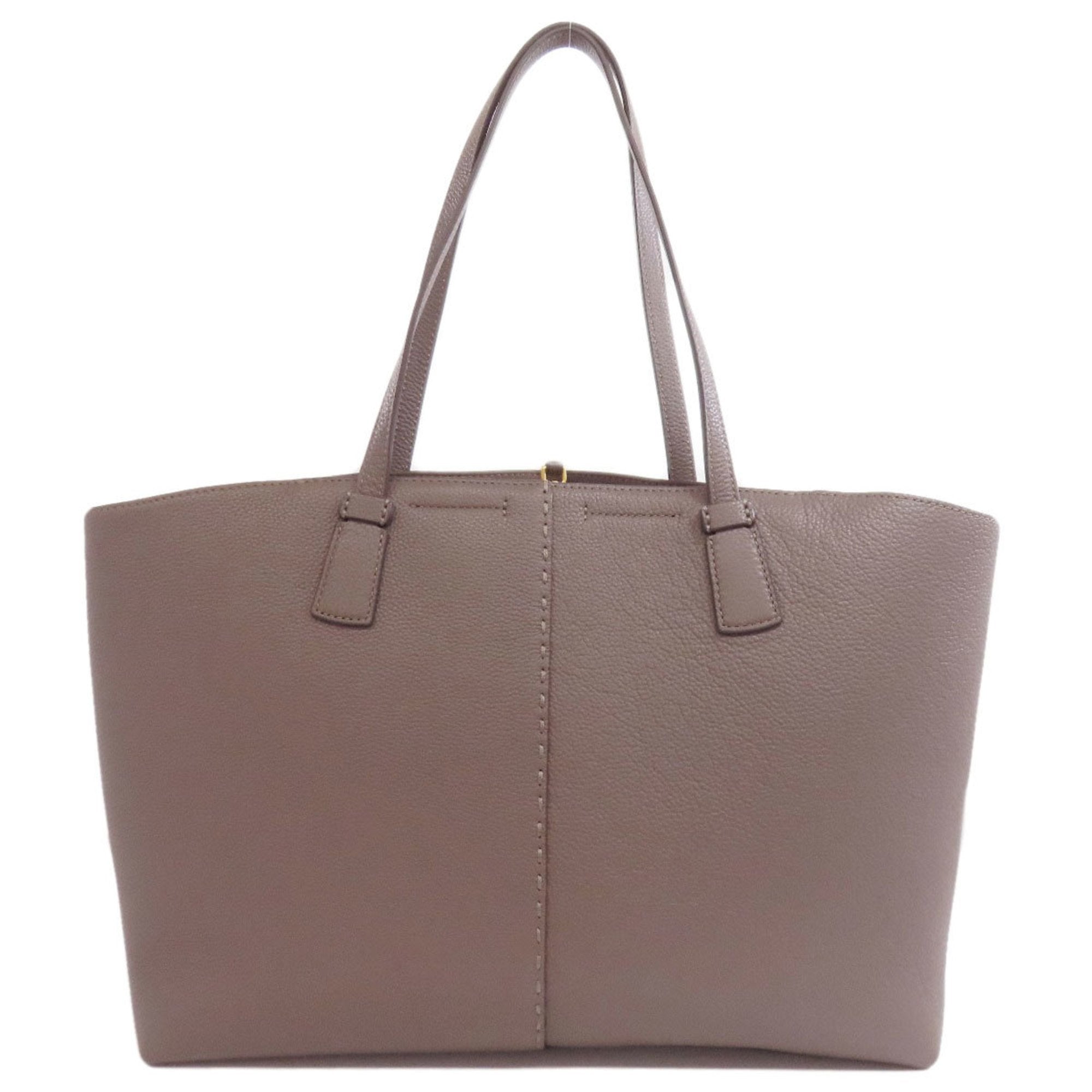 Tory Burch Gray Leather Tote Bag (Pre-Owned)