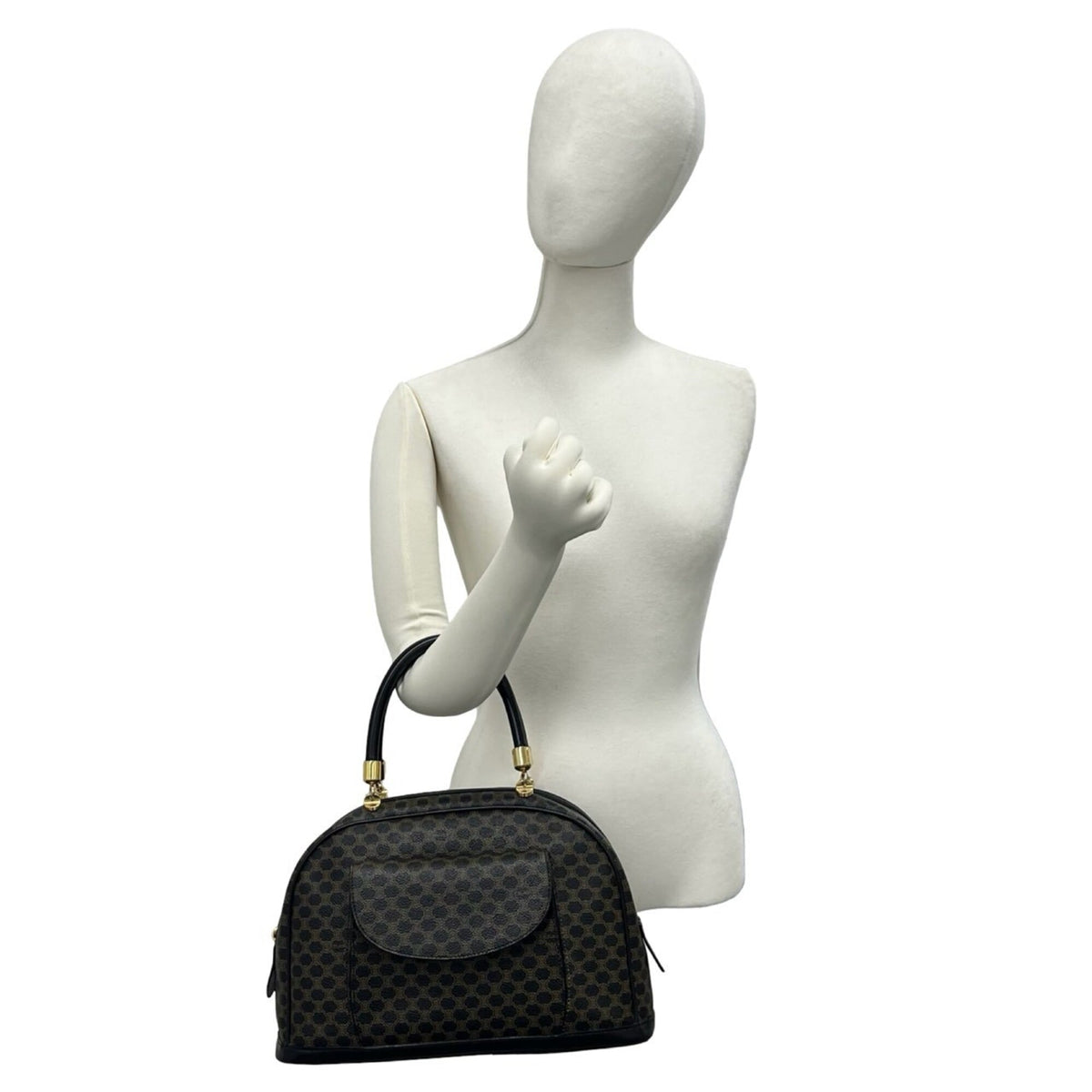 Celine Black Brown Leather Pvc Boston Bag Handbag Tote Bag (Pre-Owned)