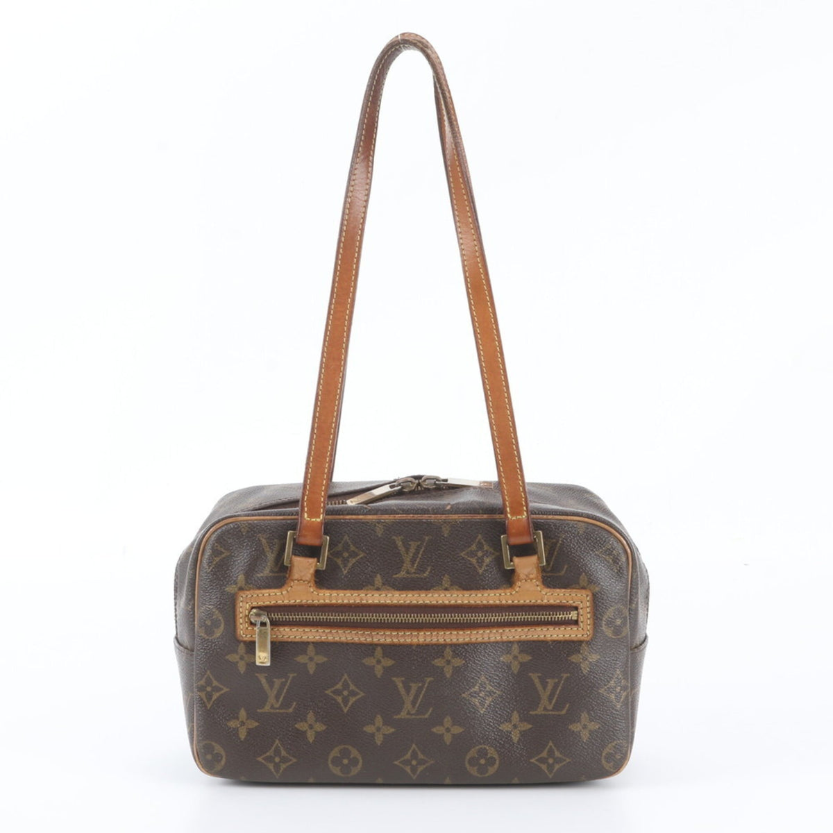 Louis Vuitton Brown Leather Coated Canvas Handbag Shoulder Bag Tote Bag (Pre-Owned)