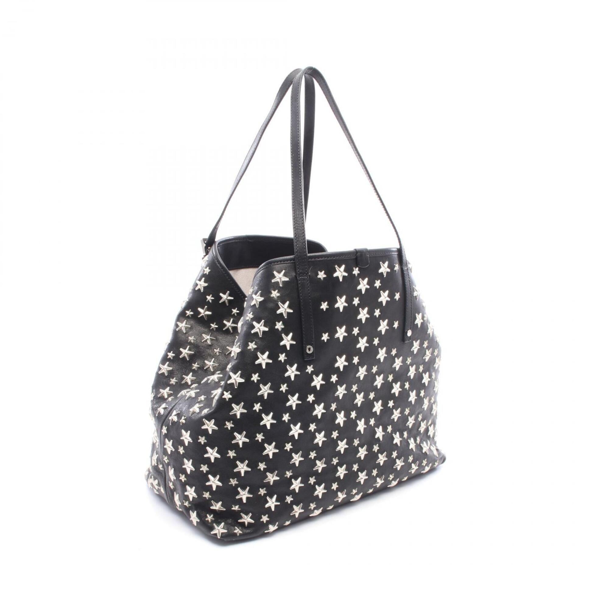 Jimmy Choo Black Leather Handbag Tote Bag (Pre-Owned)