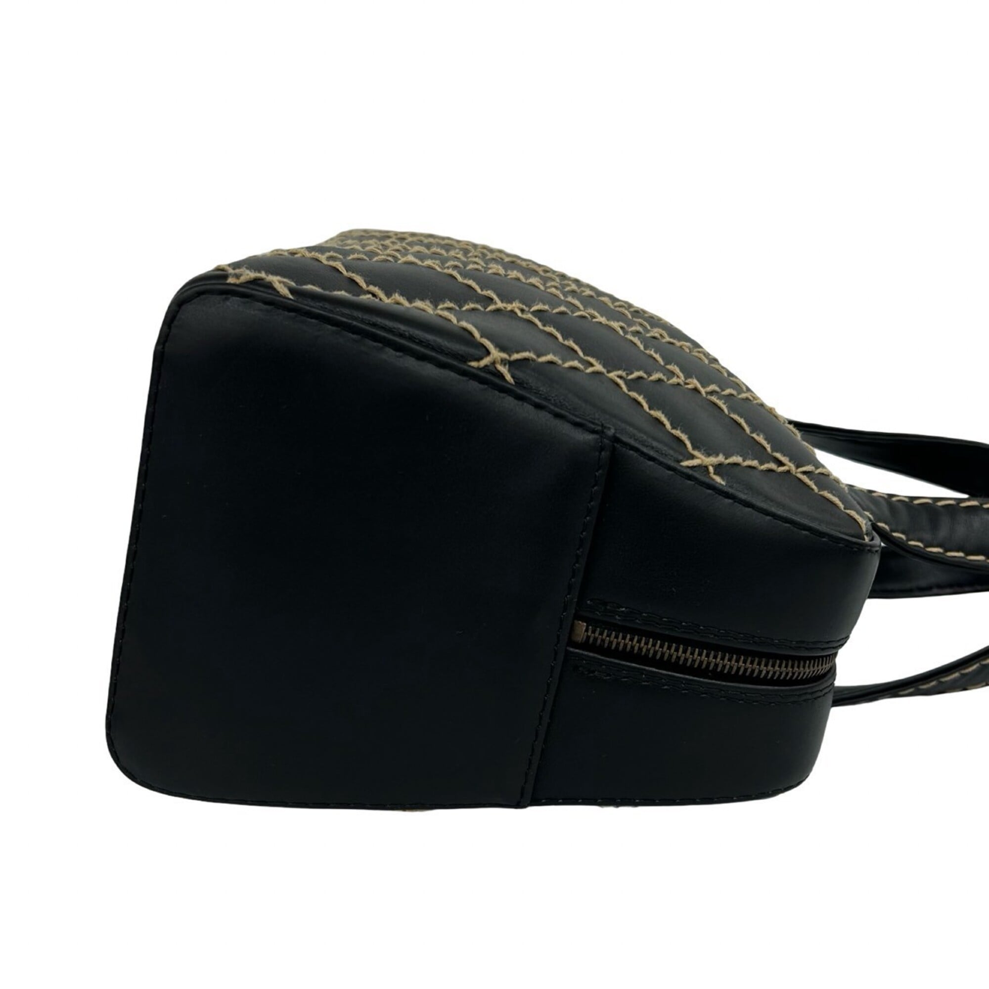 Chanel Black Leather Boston Bag Handbag (Pre-Owned)