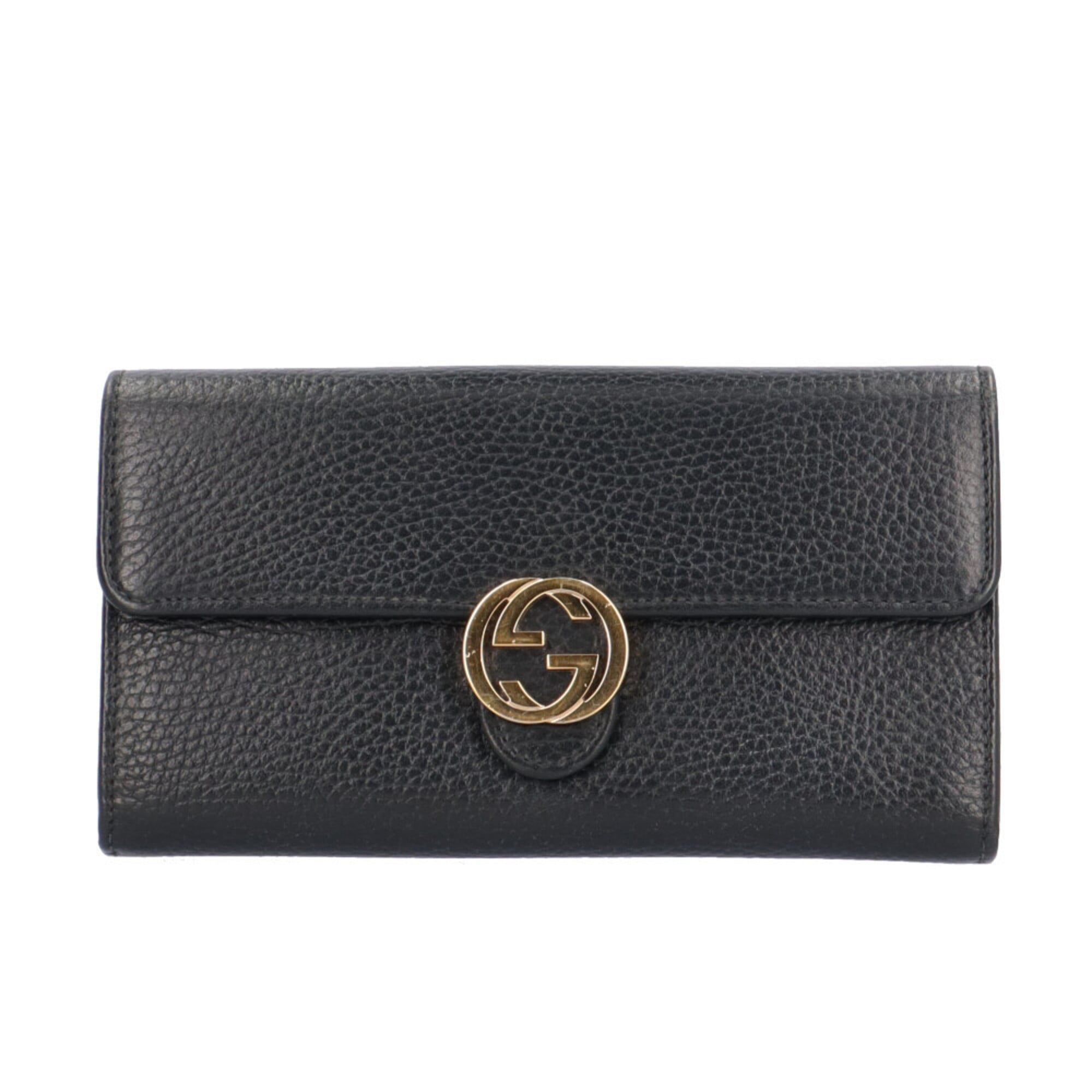 Gucci Black Leather Long Wallet (Bi-Fold) (Pre-Owned)