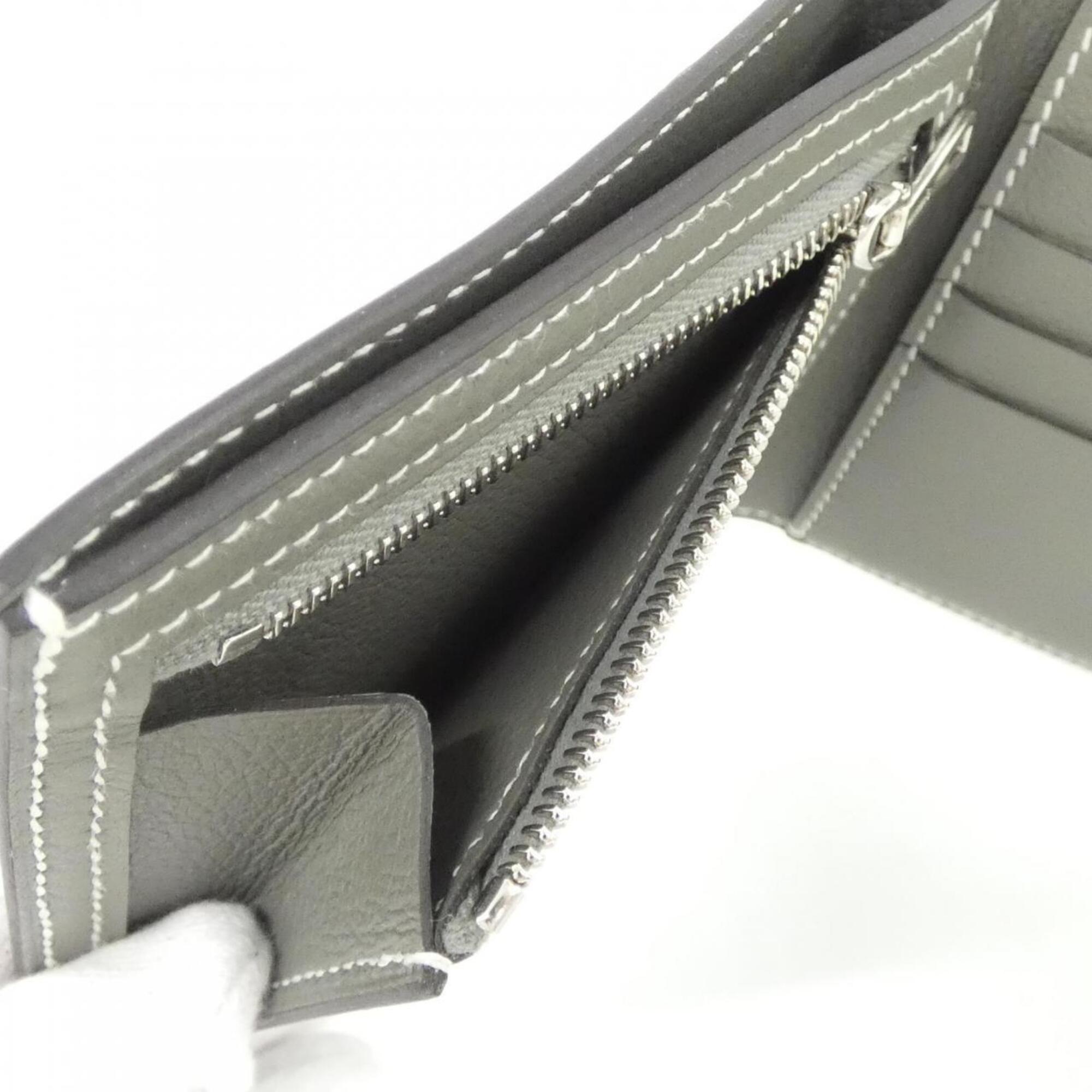 Hermes Gray Evercalf Leather Wallet (Bi-Fold) (Pre-Owned)