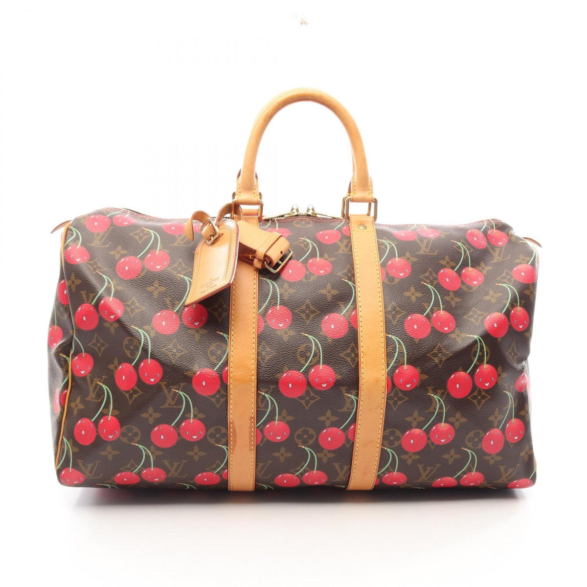 Louis Vuitton Brown Monogram Cherry Red Color Coated Canvas Leather Boston Bag Handbag (Pre-Owned)