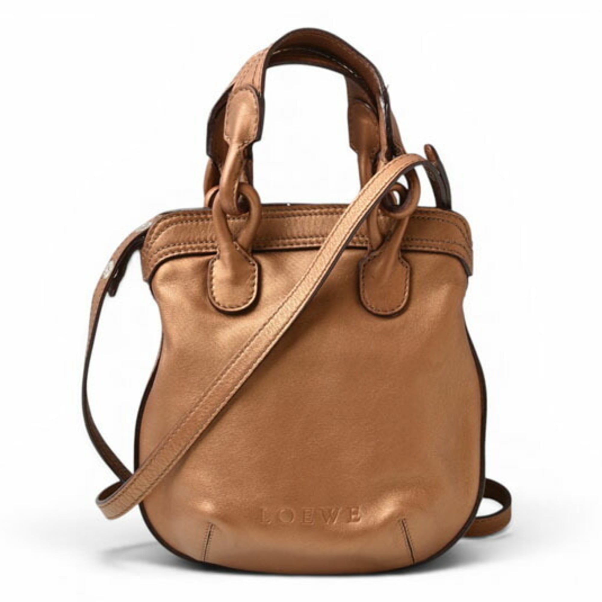 Loewe Bronze Leather Handbag Shoulder Bag (Pre-Owned)