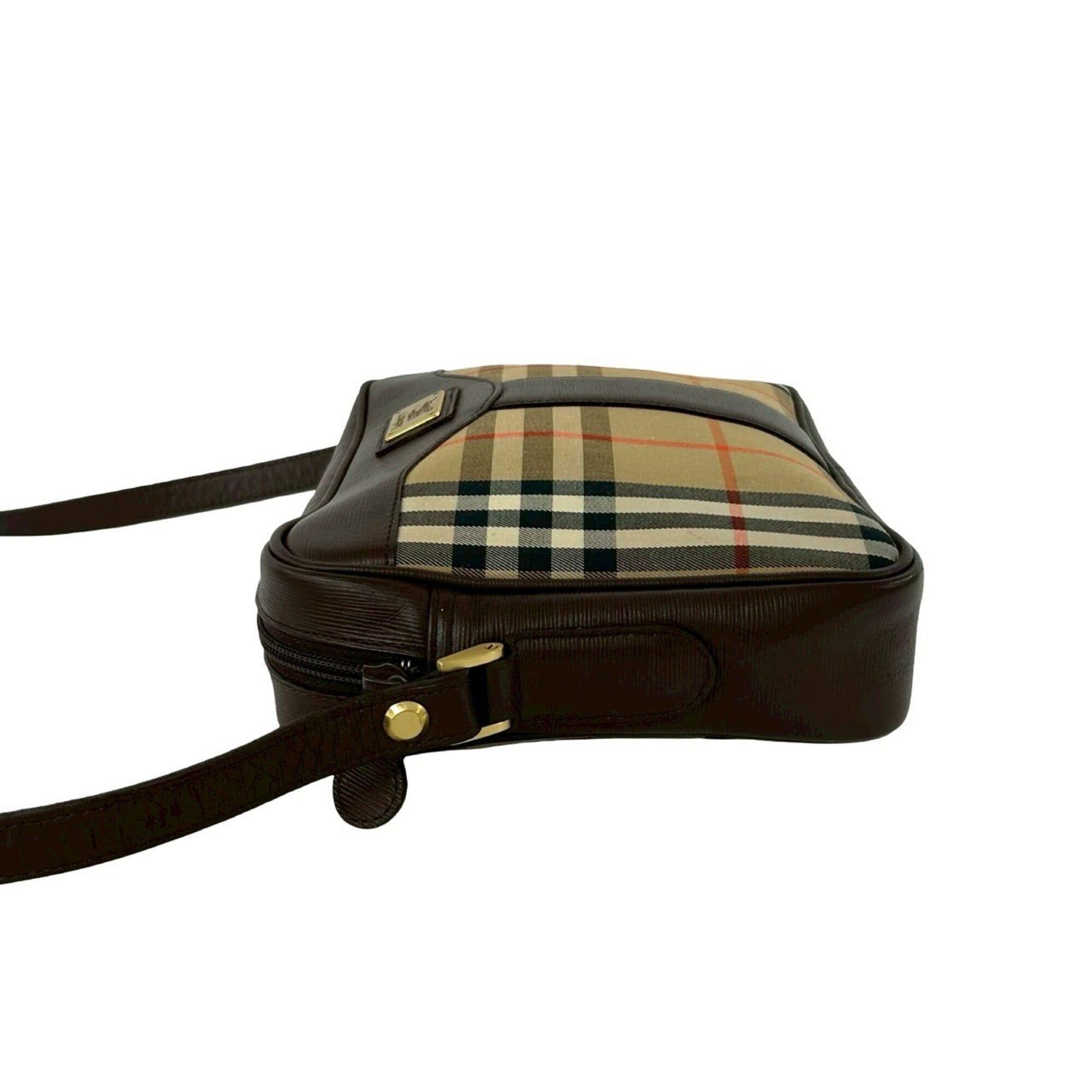Burberry Beige Brown Canvas Leather Pochette Shoulder Bag (Pre-Owned)