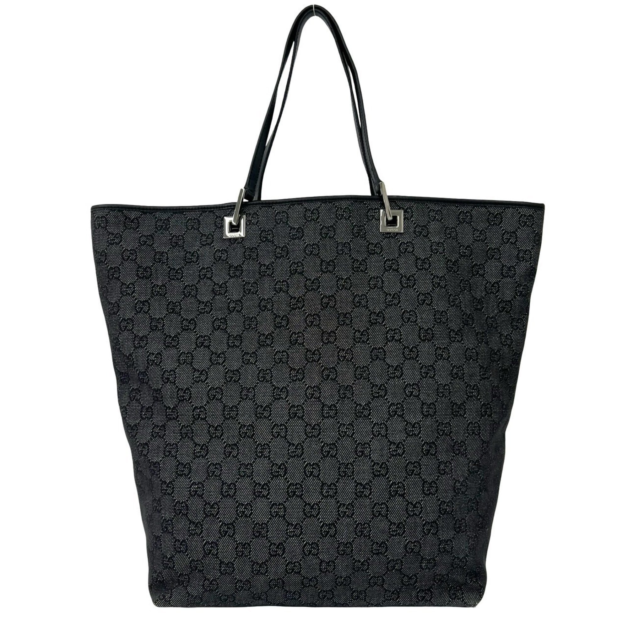 Gucci Black Canvas Leather Tote Bag (Pre-Owned)