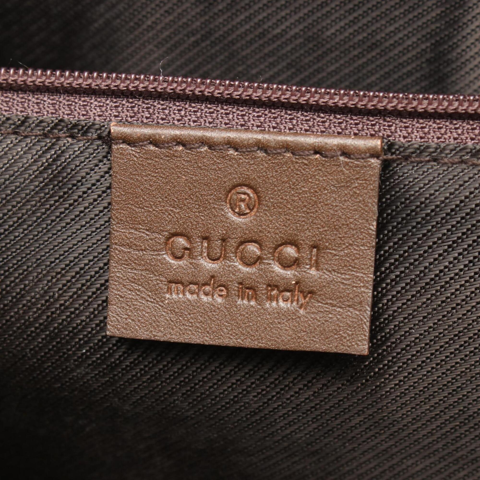 Gucci Beige Brown Gg Canvas Leather Handbag Tote Bag (Pre-Owned)