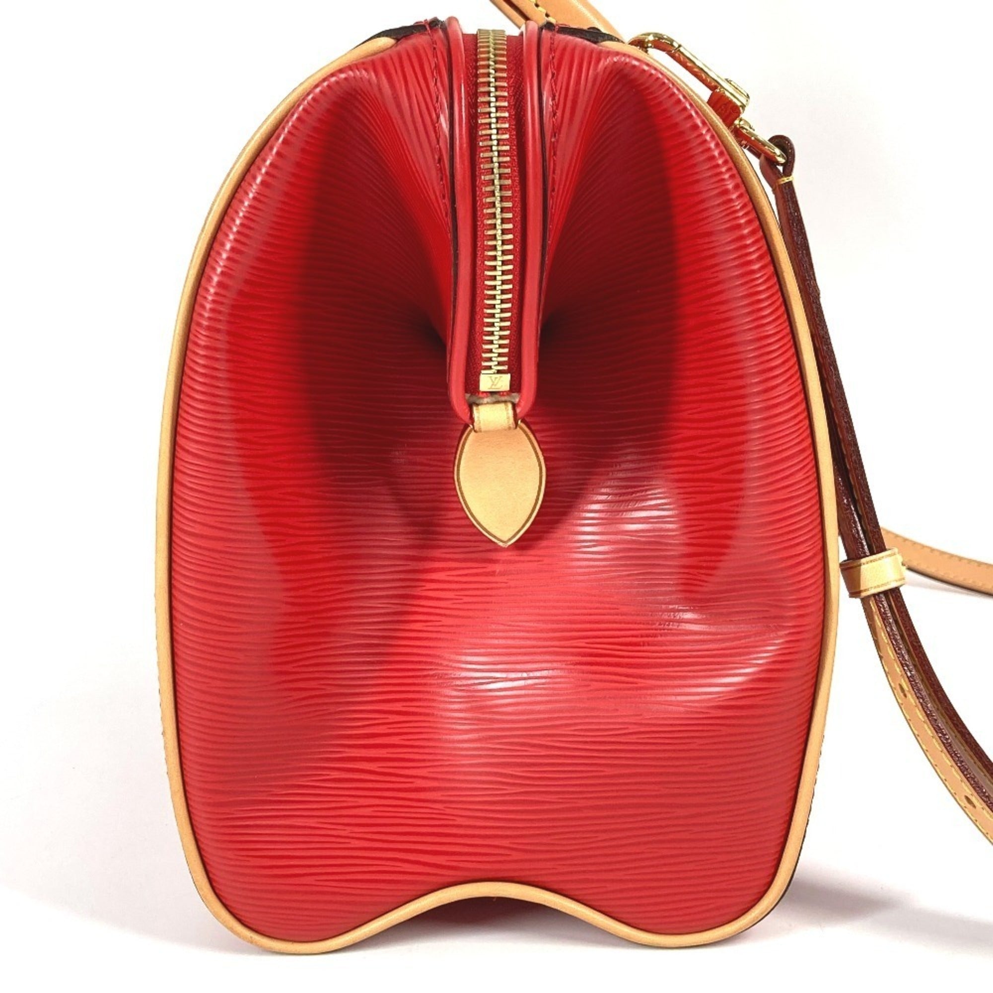 Louis Vuitton Red Color Epi Leather Boston Bag Handbag Shoulder Bag (Pre-Owned)