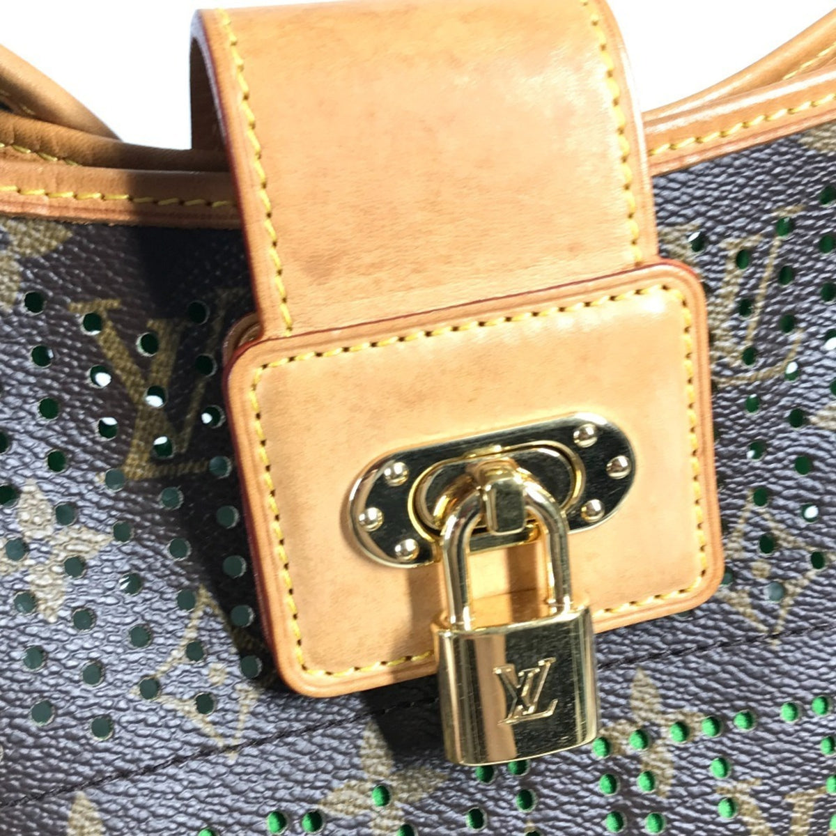 Louis Vuitton Brown Green Monogram Perforated Shoulder Bag (Pre-Owned)