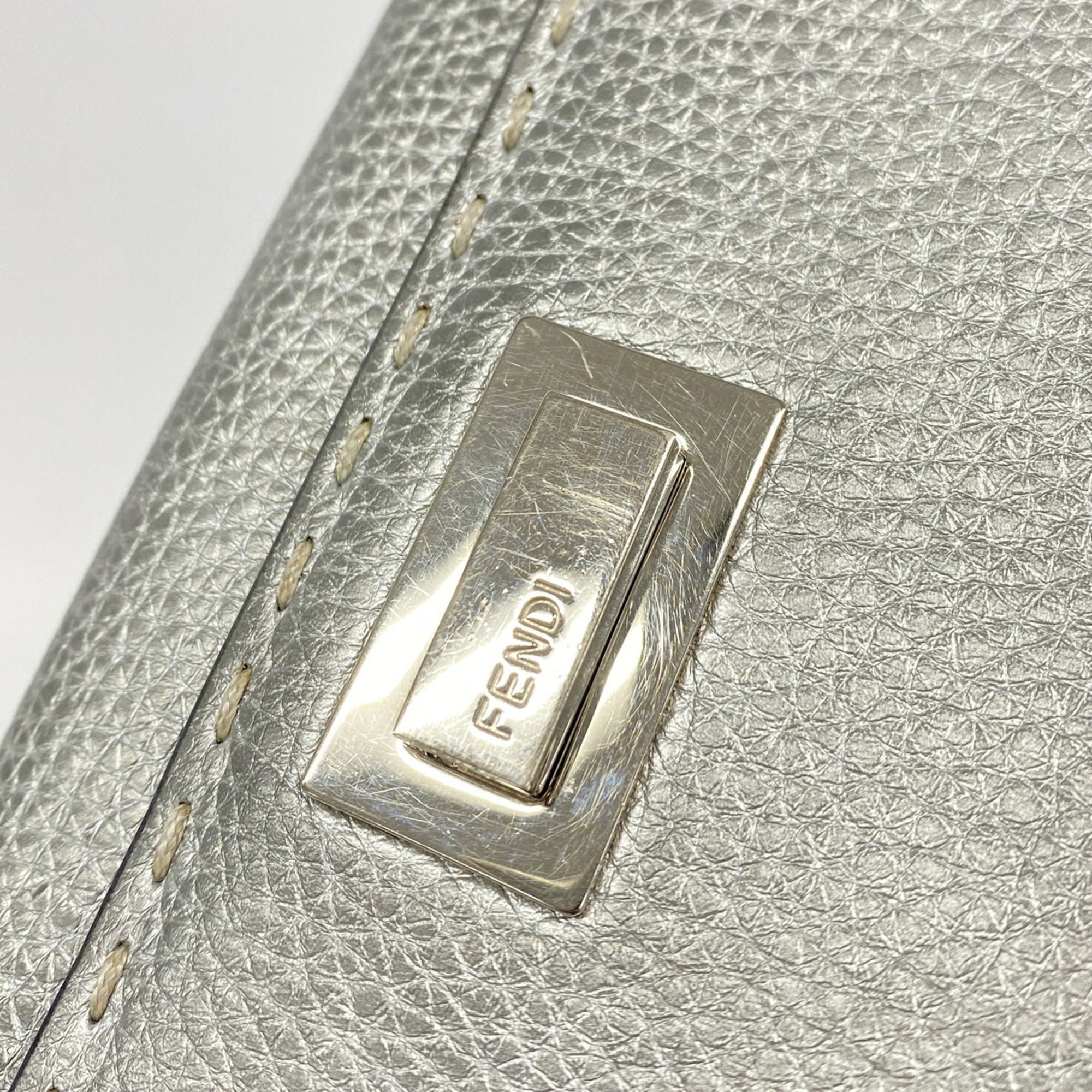 Fendi Silver Leather Long Wallet (Bi-Fold) (Pre-Owned)