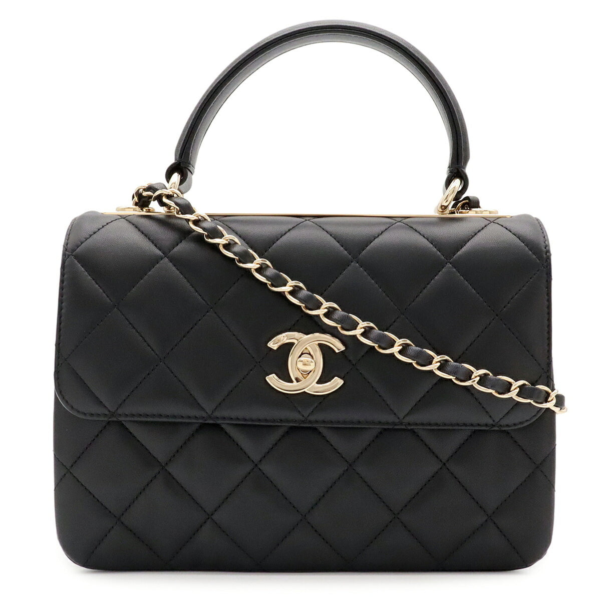 Chanel Black Leather Handbag Shoulder Bag (Pre-Owned)