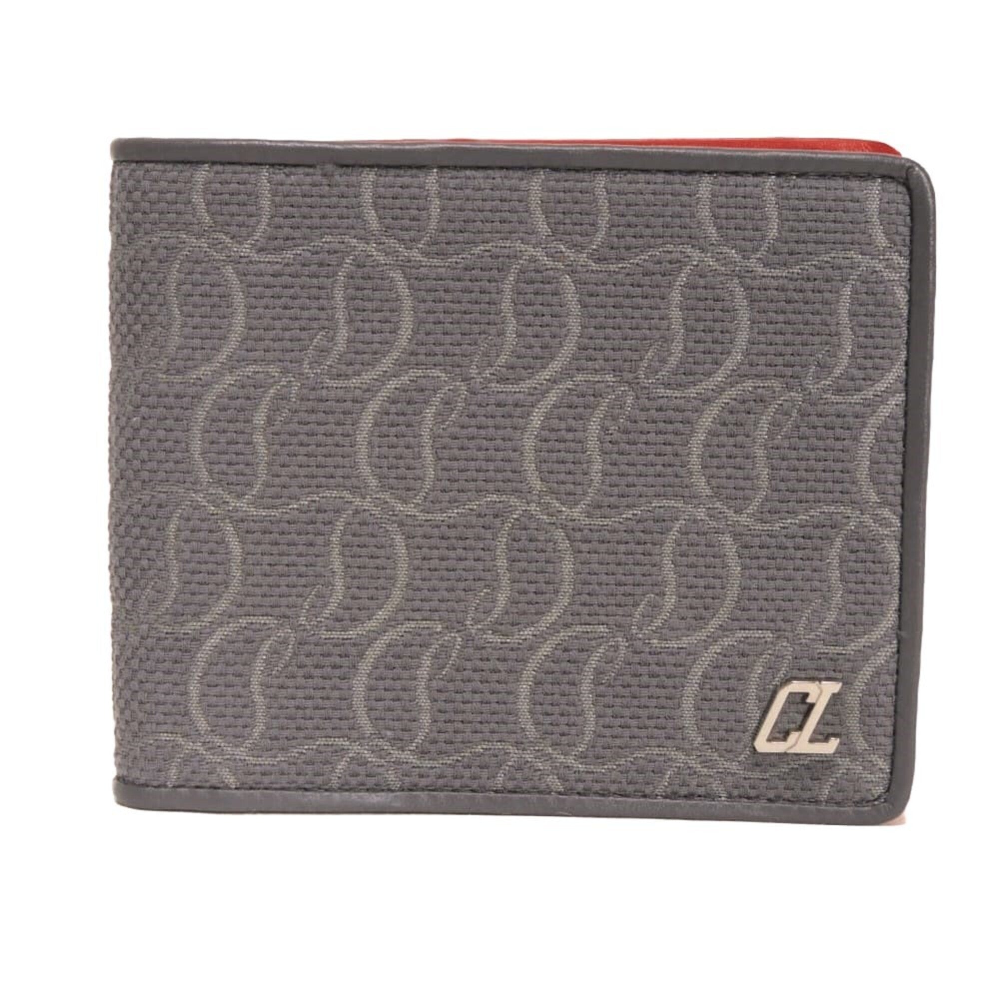 Christian Louboutin Gray Cotton Wallet (Bi-Fold) (Pre-Owned)