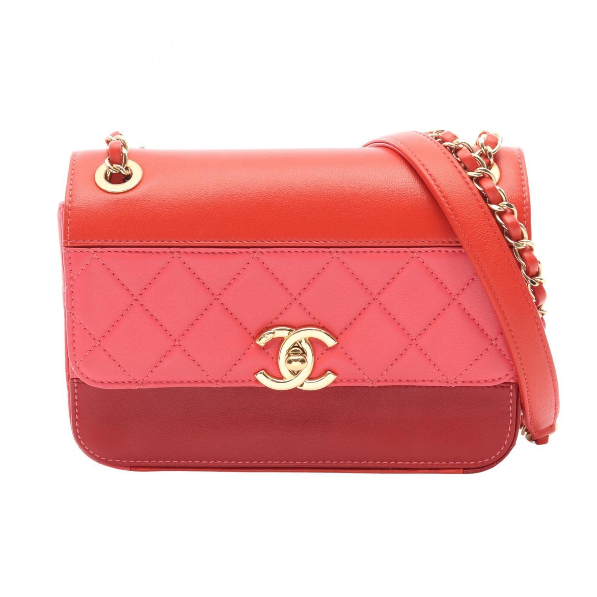 Chanel Bordeaux Pink Red Color Leather Handbag Shoulder Bag (Pre-Owned)