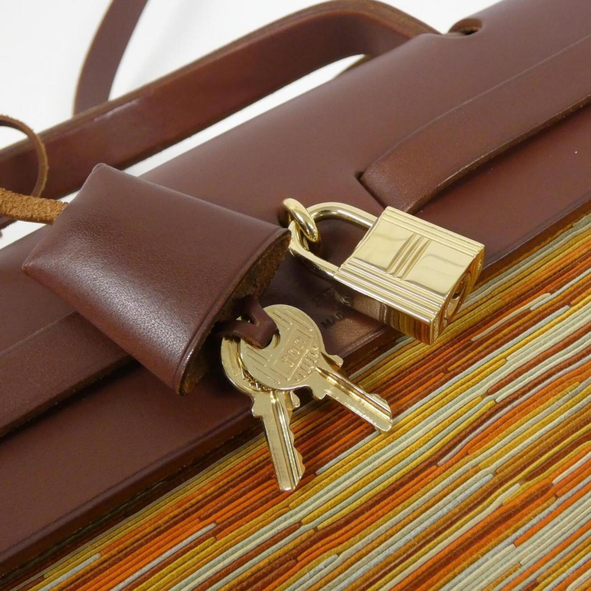 Hermes Havane Vibrato Leather Handbag (Pre-Owned)