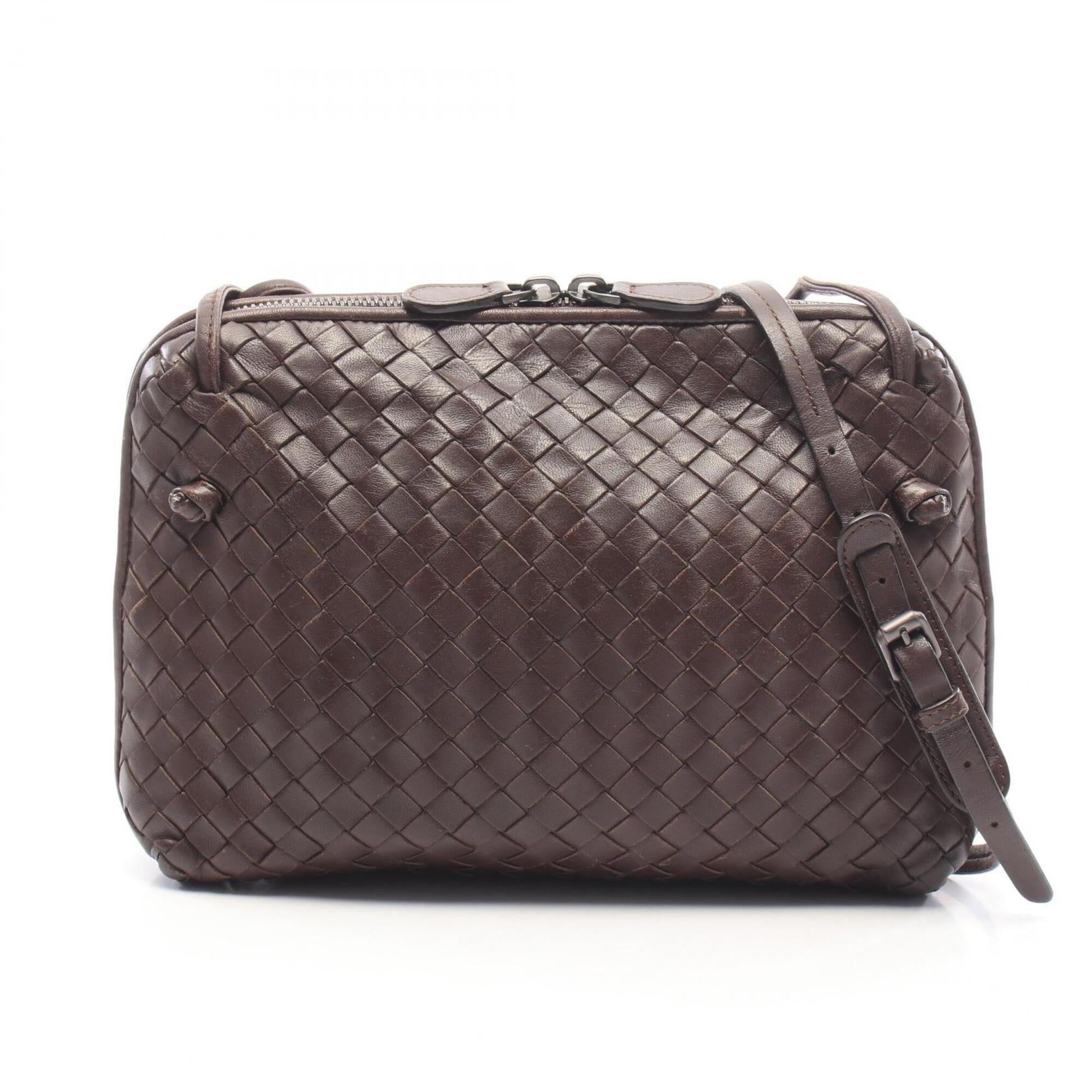 Bottega Veneta Intrecciato Brown Leather Handbag Shoulder Bag (Pre-Owned)