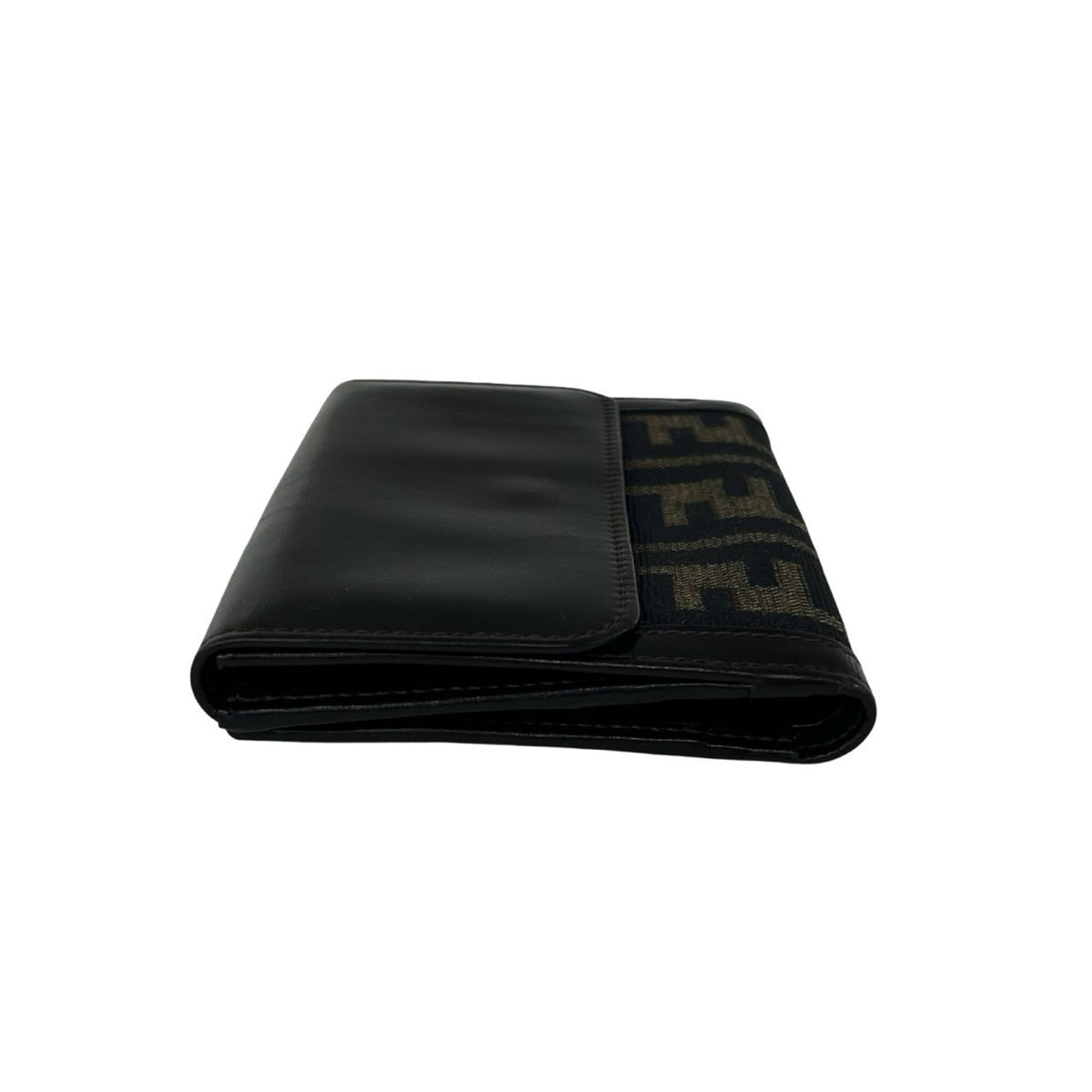 Fendi Black Brown Canvas Leather Wallet (Bi-Fold) (Pre-Owned)