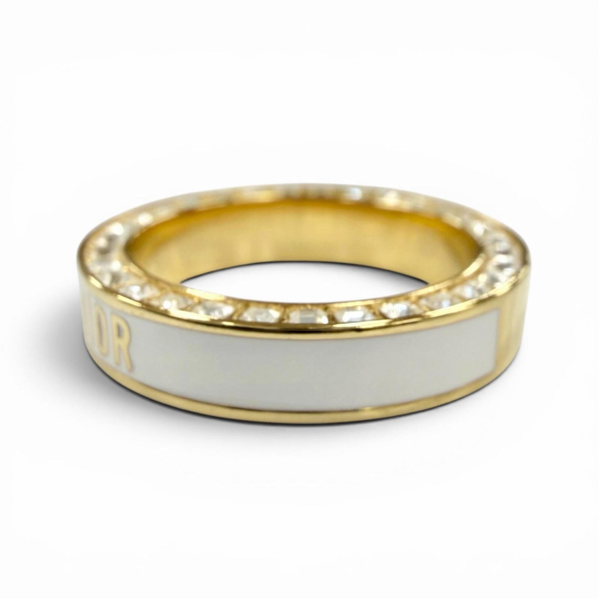 Christian Dior Gold White Band Ring (Pre-Owned)