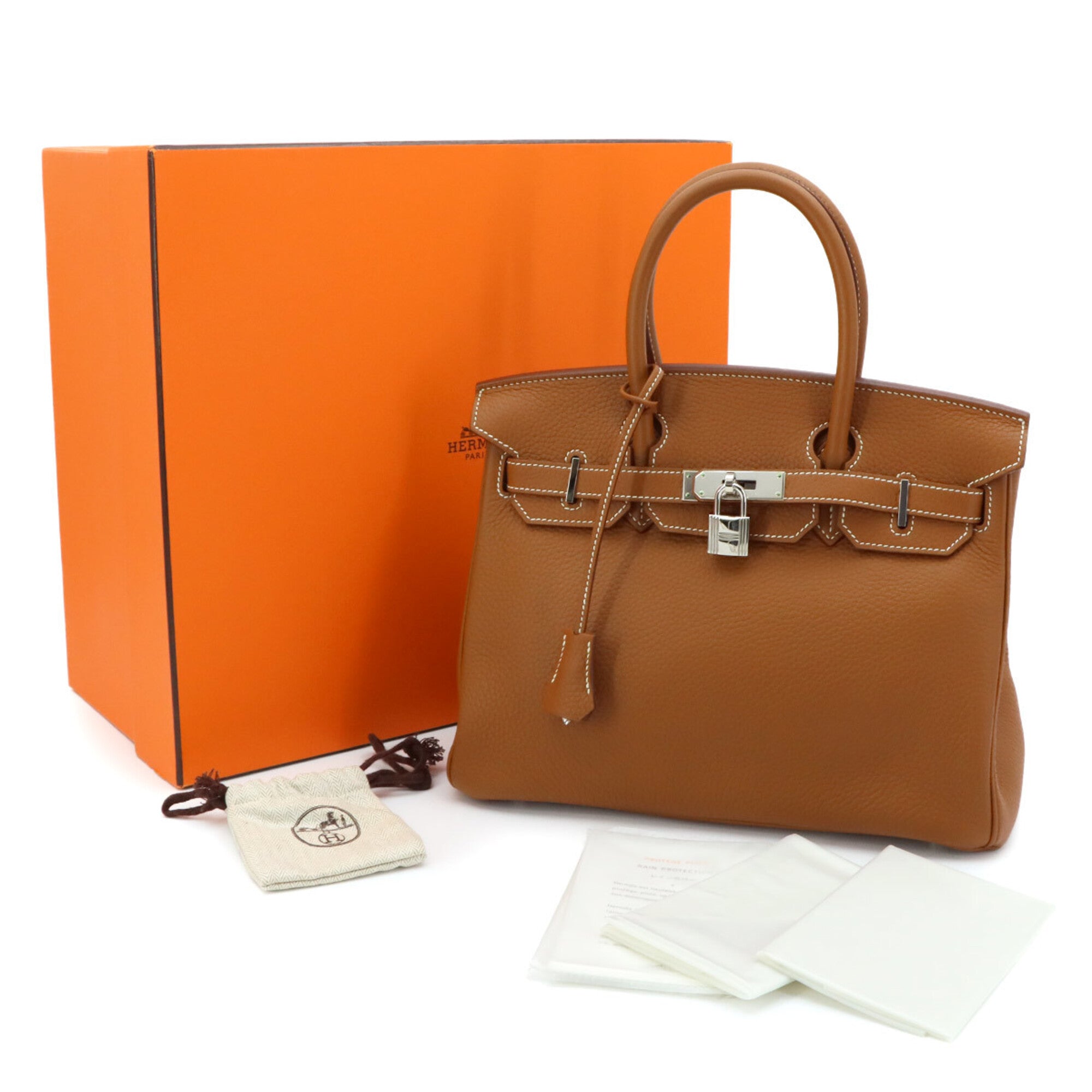Hermes Brown Taurillon Clemence Leather Handbag (Pre-Owned)