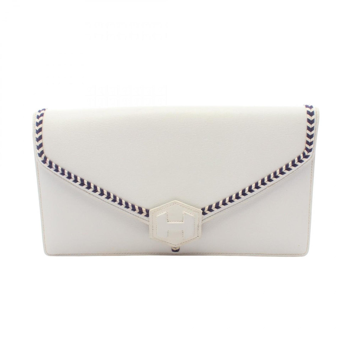 Hermes White Leather Clutch Bag Handbag (Pre-Owned)