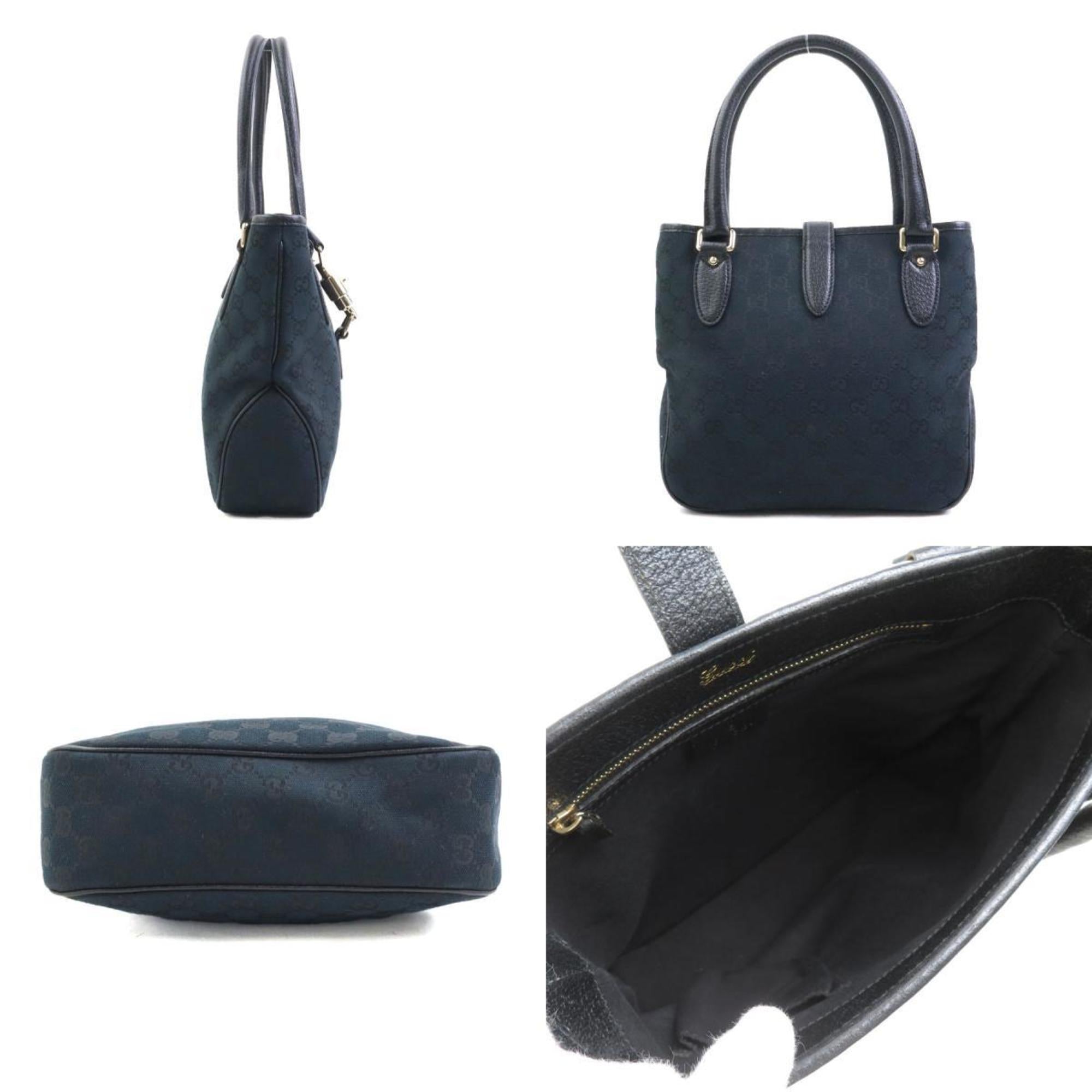 Gucci Black Gg Canvas Leather Handbag (Pre-Owned)