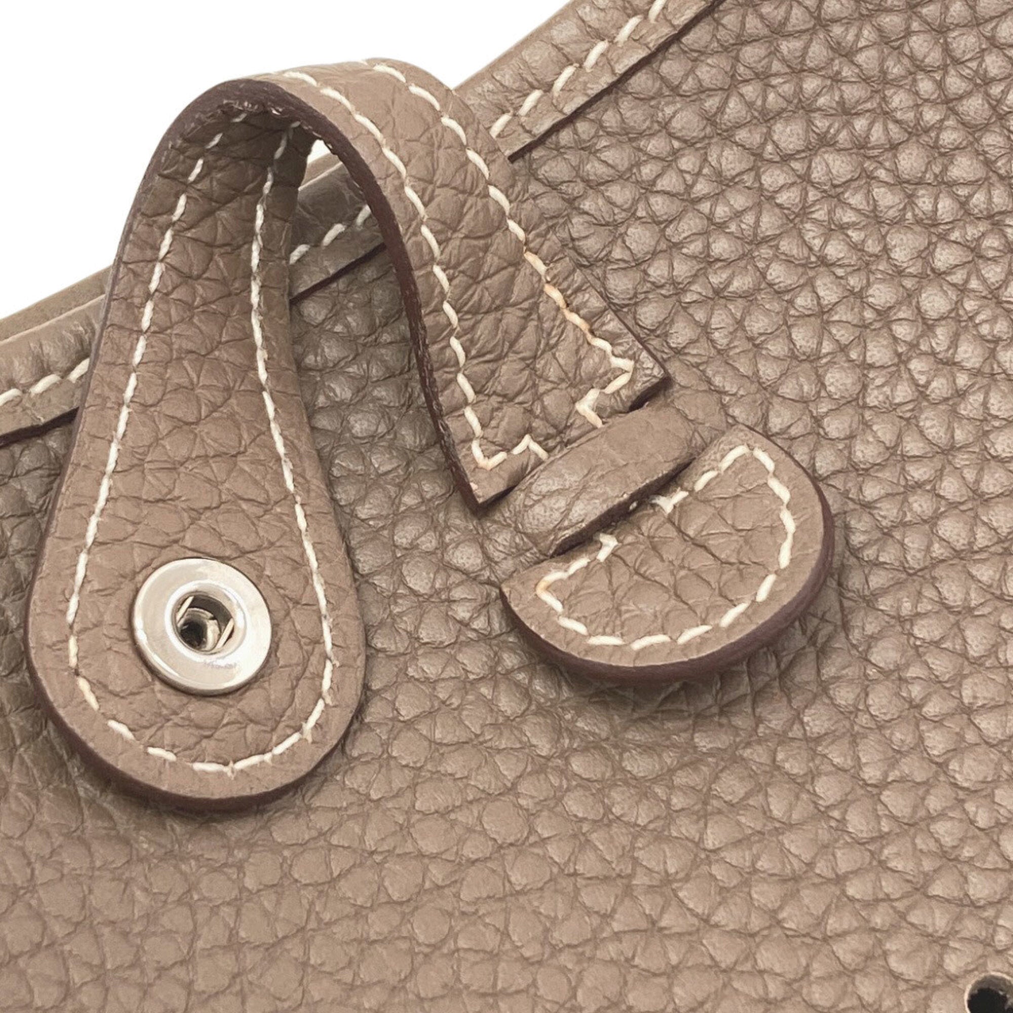 Hermes Etoupe Gray Taurillon Clemence Leather Shoulder Bag (Pre-Owned)