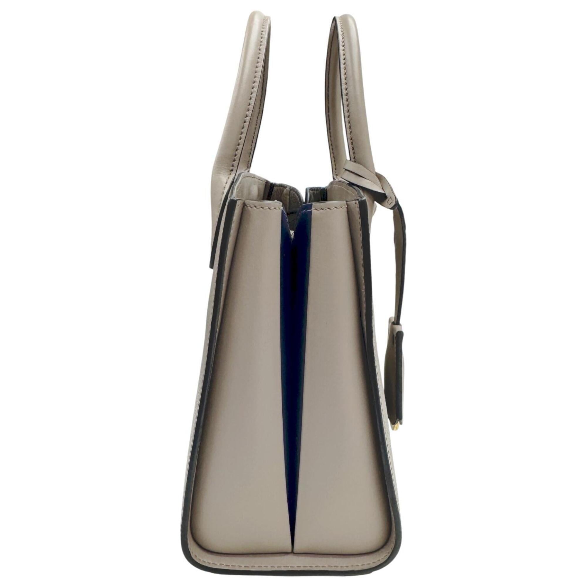 Prada Gray Leather Handbag Shoulder Bag (Pre-Owned)