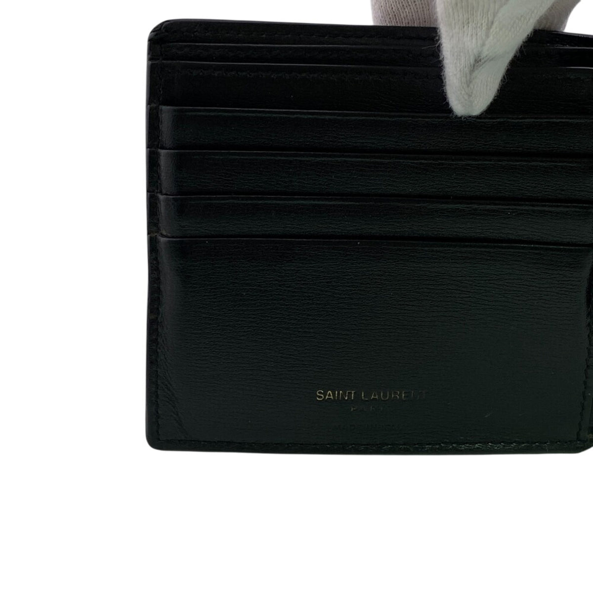 Yves Saint Laurent Black Leather Wallet (Bi-Fold) (Pre-Owned)