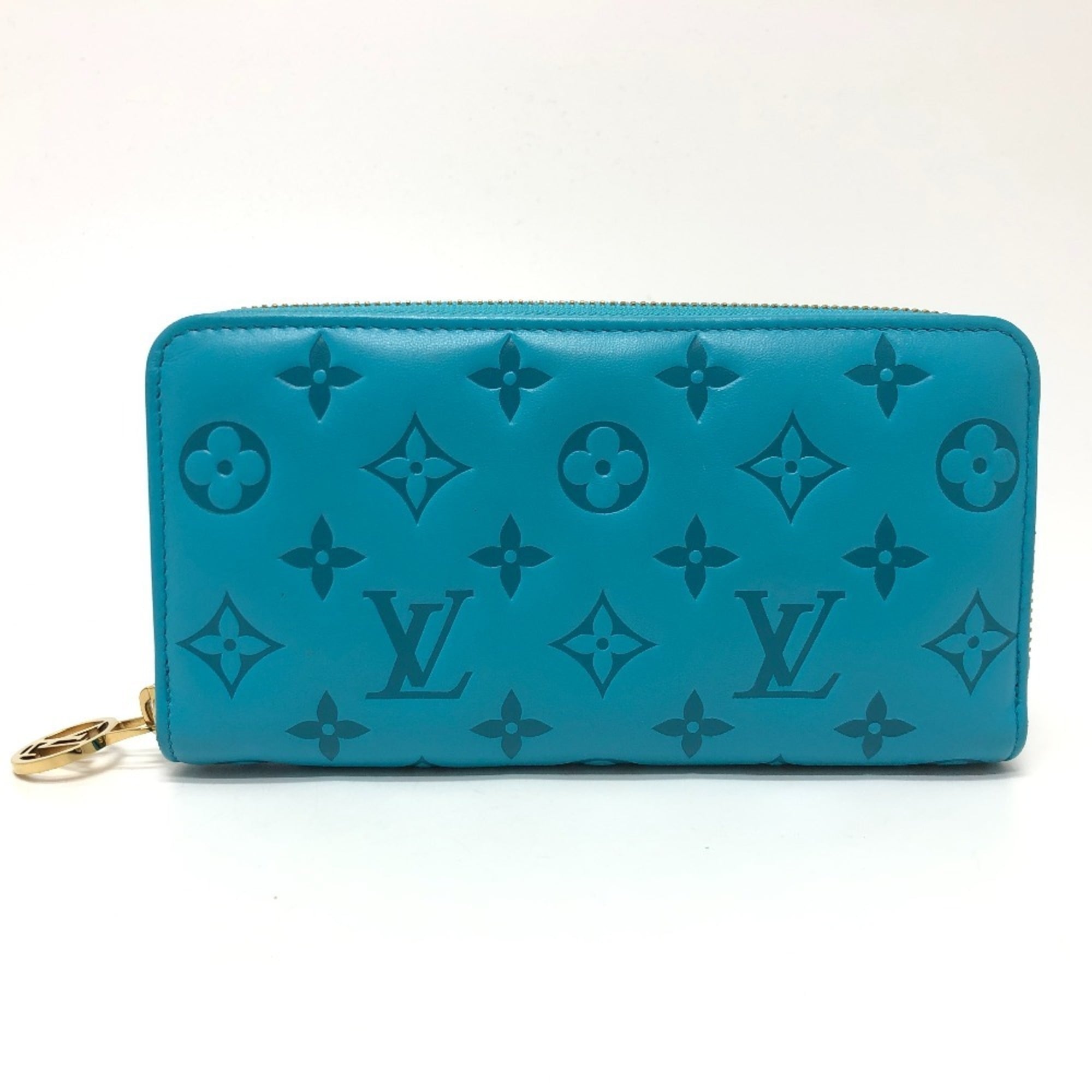 Louis Vuitton Monogram Gold Blue Leather Long Wallet (Bi-Fold) (Pre-Owned)