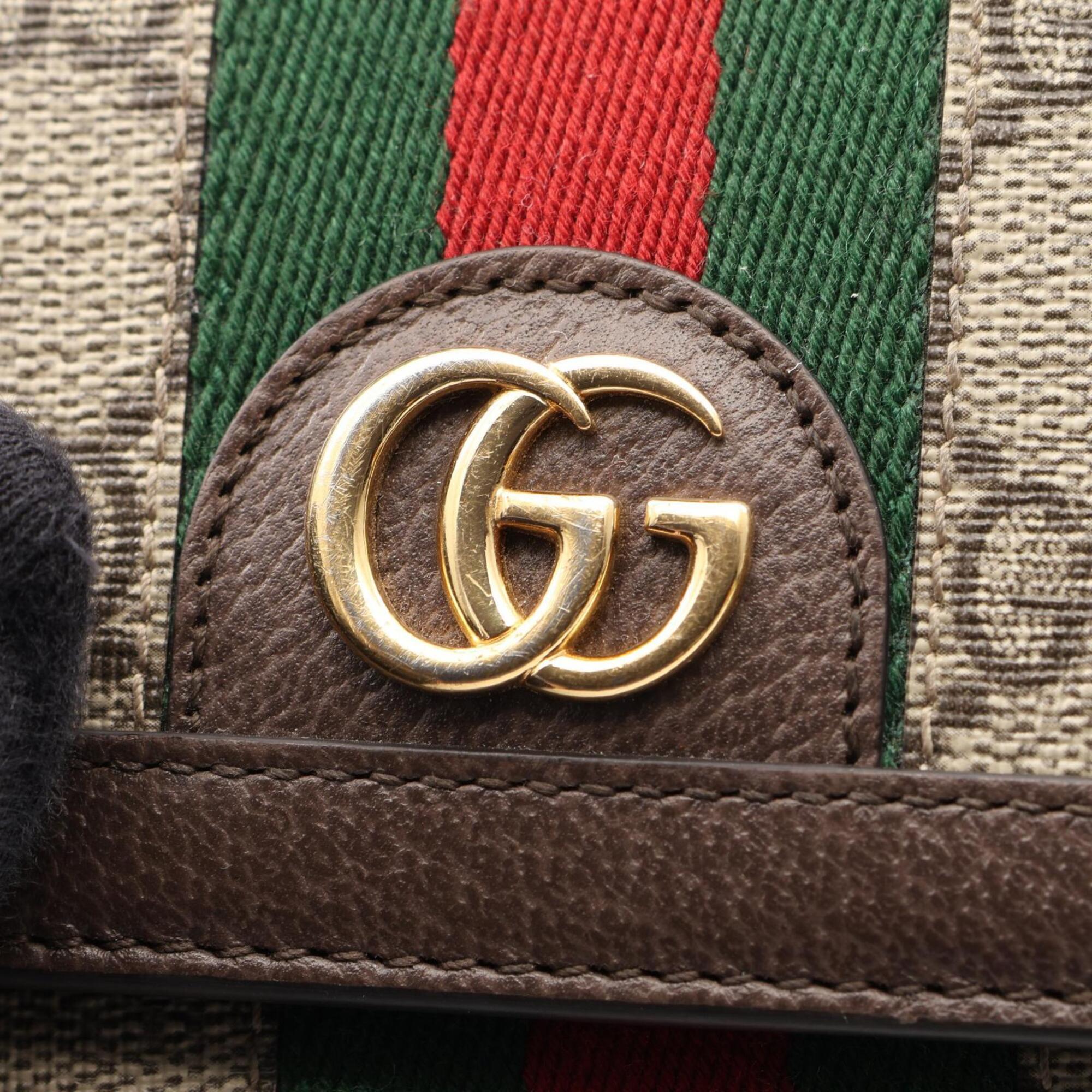 Gucci Beige Brown Green Leather Pvc Wallet (Bi-Fold) (Pre-Owned)