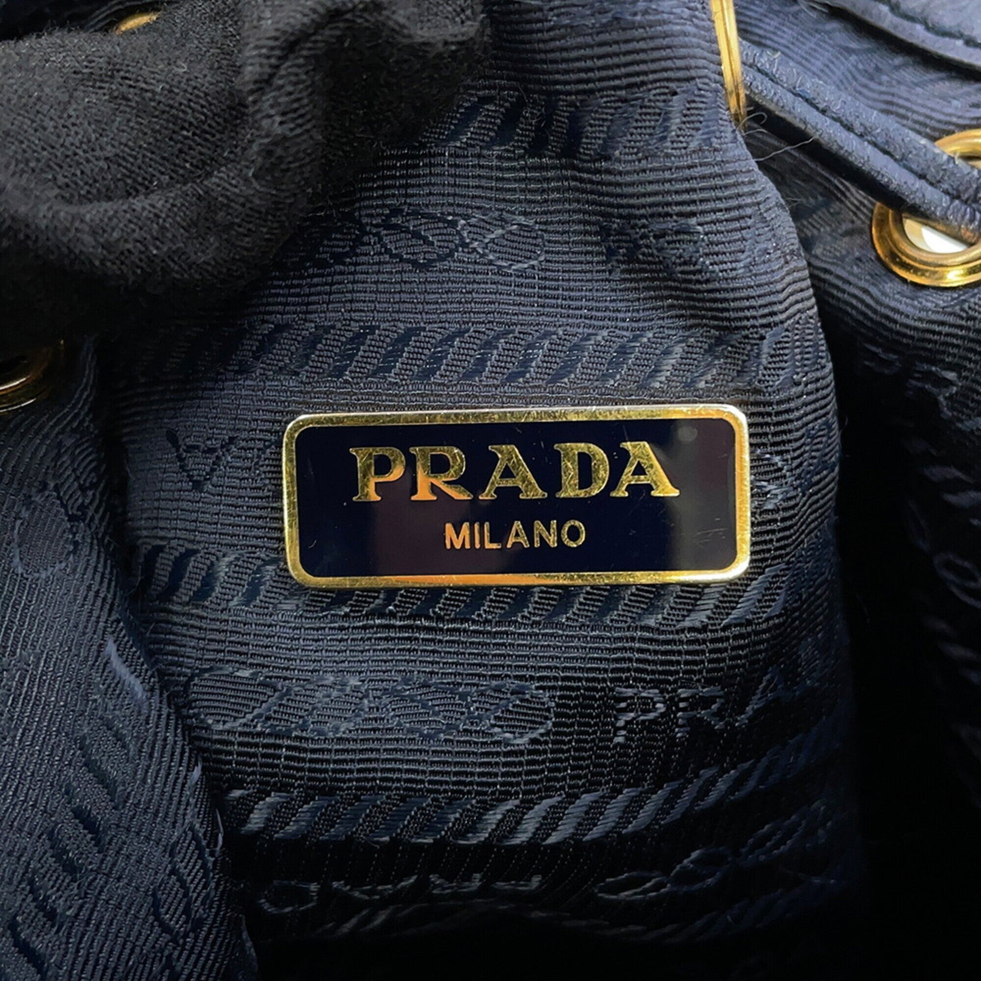Prada Navy Nylon Leather Handbag (Pre-Owned)