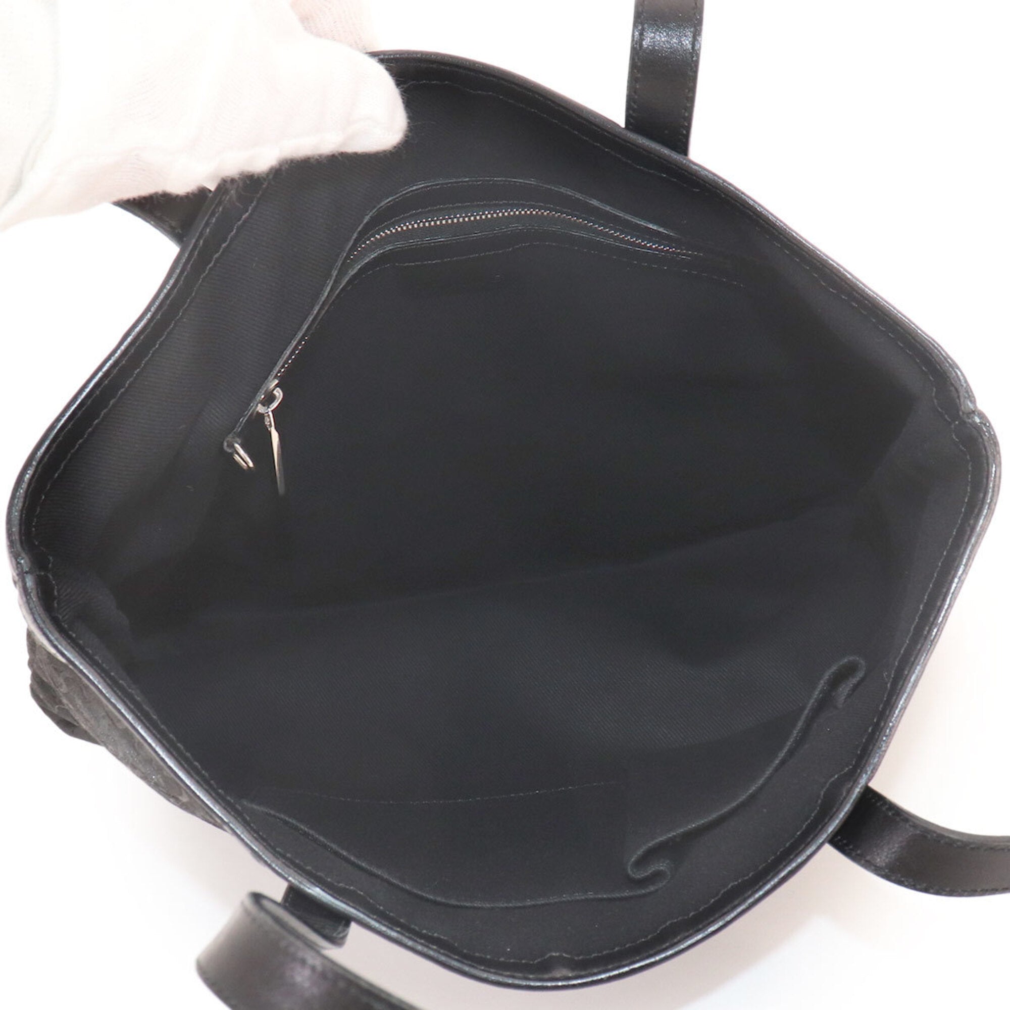 Celine Black Canvas Leather Handbag Tote Bag (Pre-Owned)