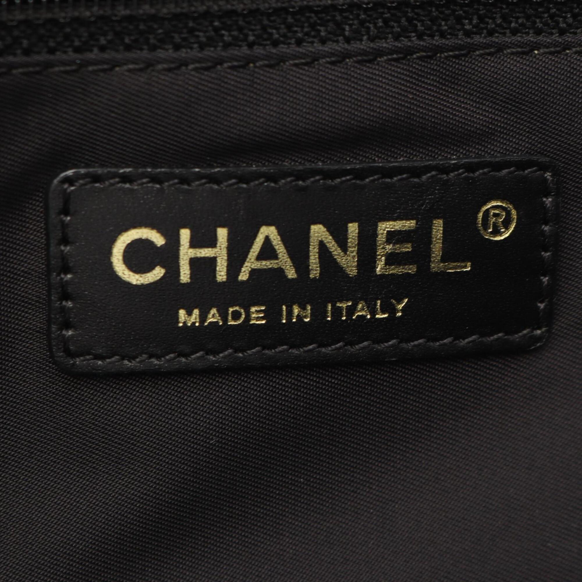 Chanel Black Nylon Canvas Leather Handbag Tote Bag (Pre-Owned)