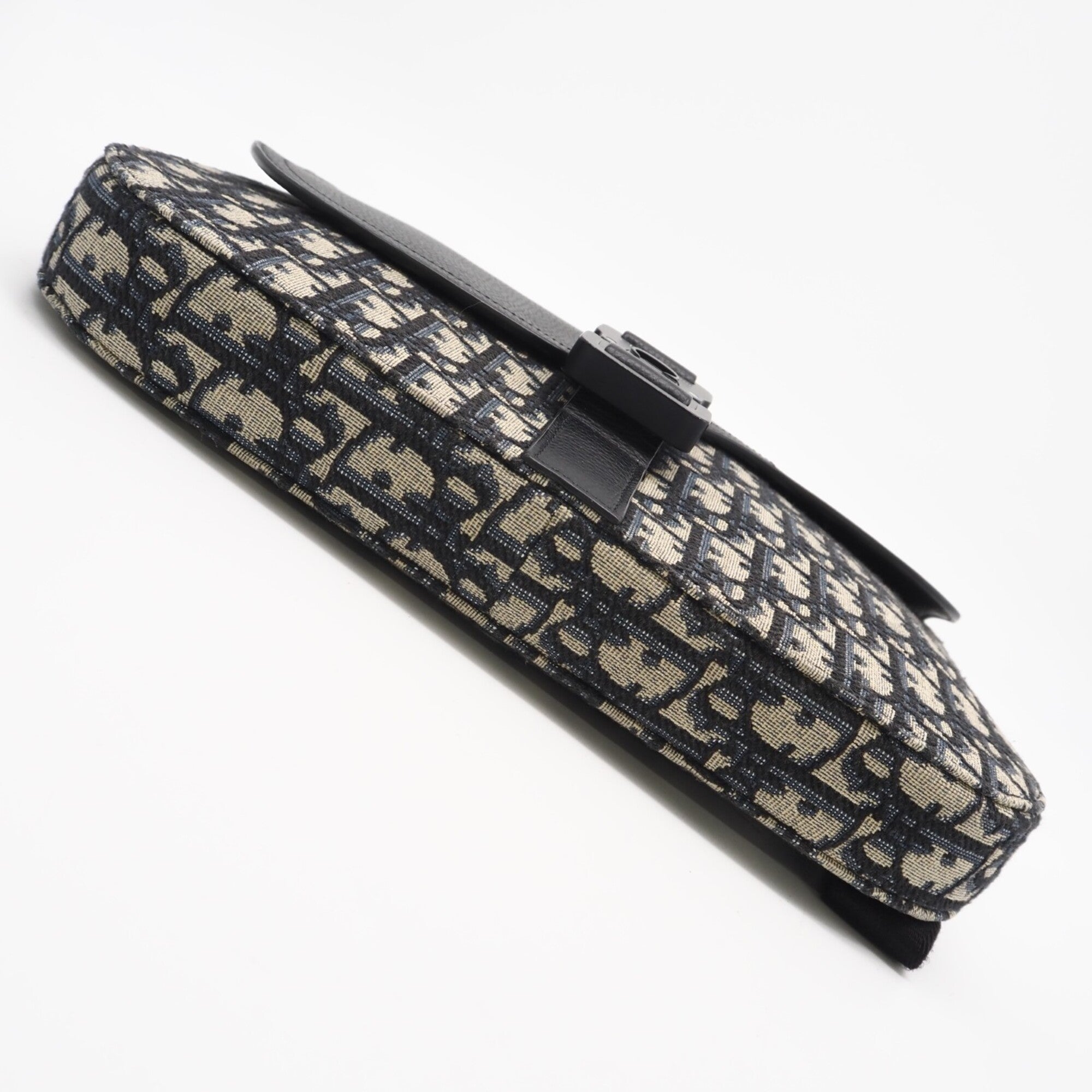 Christian Dior Black Gray Canvas Leather Clutch Bag Pouch (Pre-Owned)