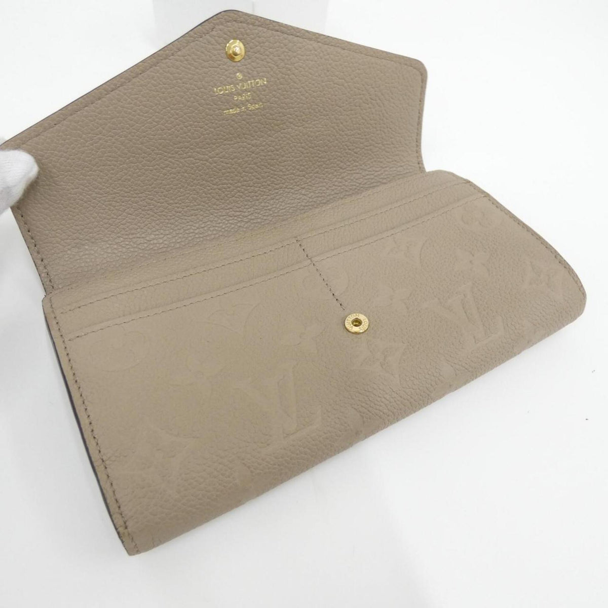 Louis Vuitton Monogram Empreinte Beige Tourterelle Leather Long Wallet (Bi-Fold) (Pre-Owned)