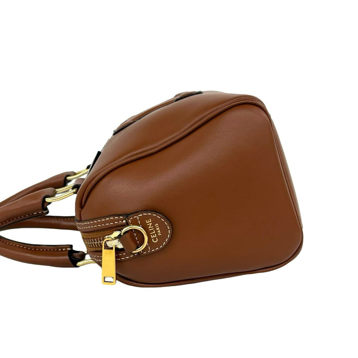 Celine Brown Leather Boston Bag Handbag Shoulder Bag (Pre-Owned)