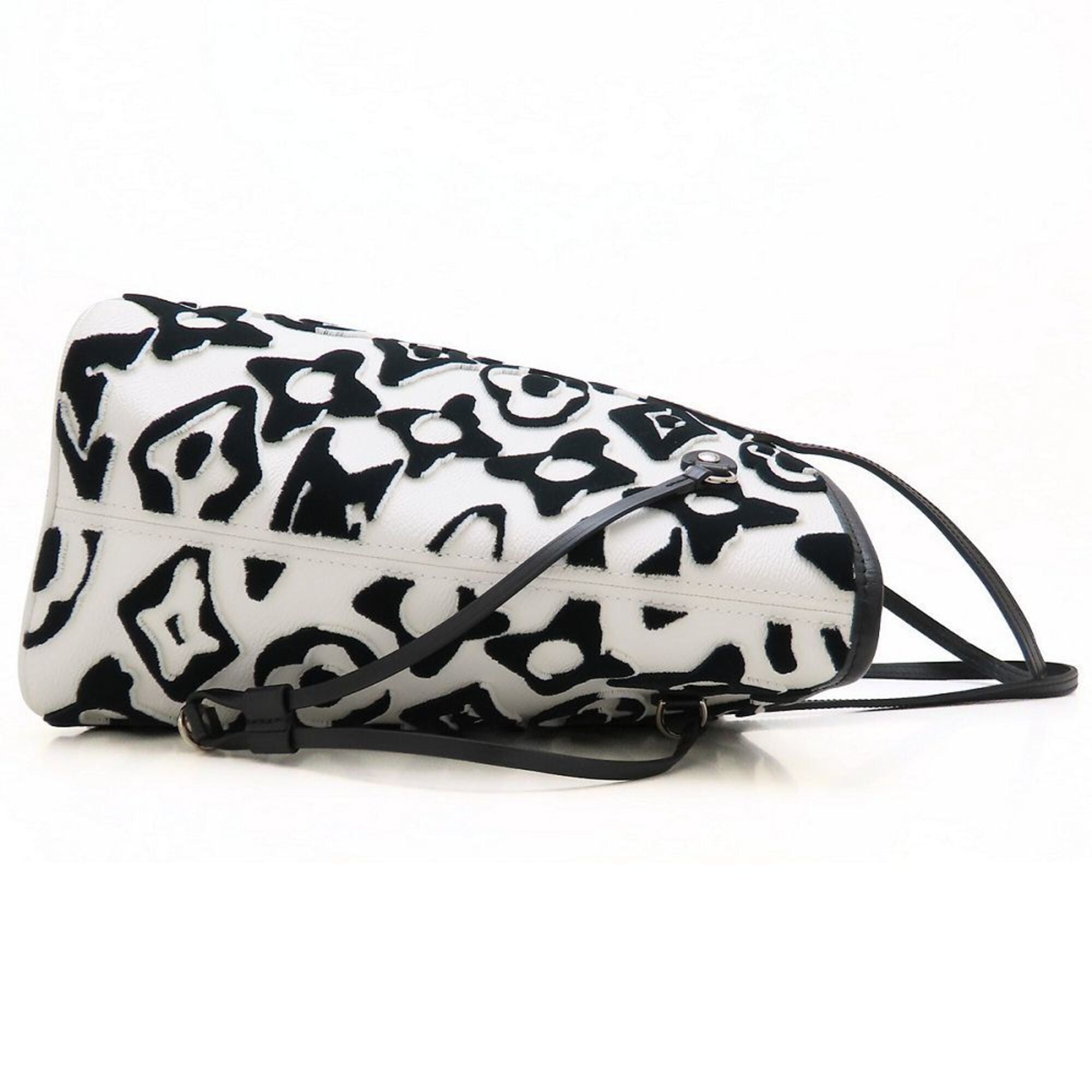 Louis Vuitton Black White Coated Canvas Monogram Pouch Tote Bag (Pre-Owned)