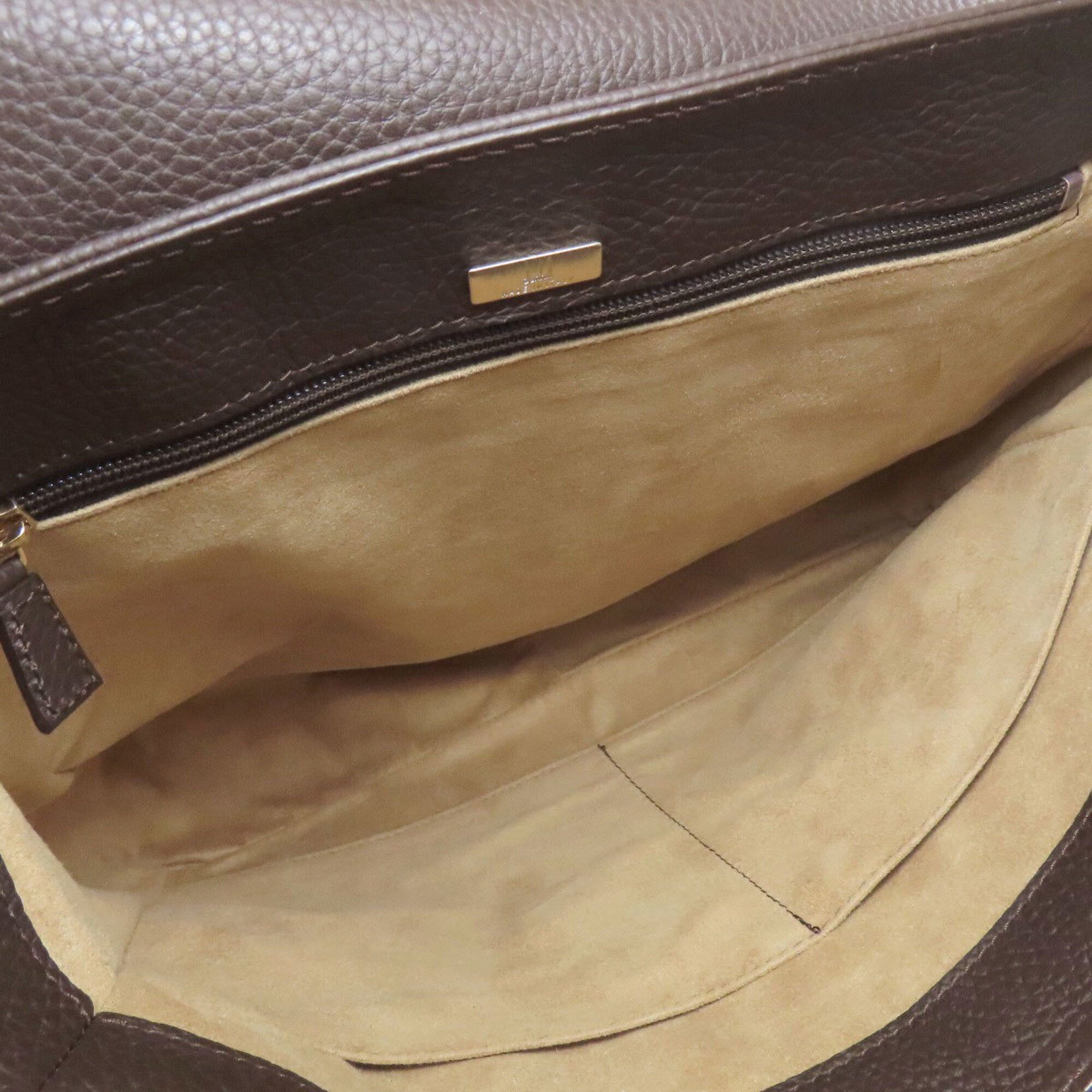 Dunhill Dark Brown Leather Shoulder Bag (Pre-Owned)
