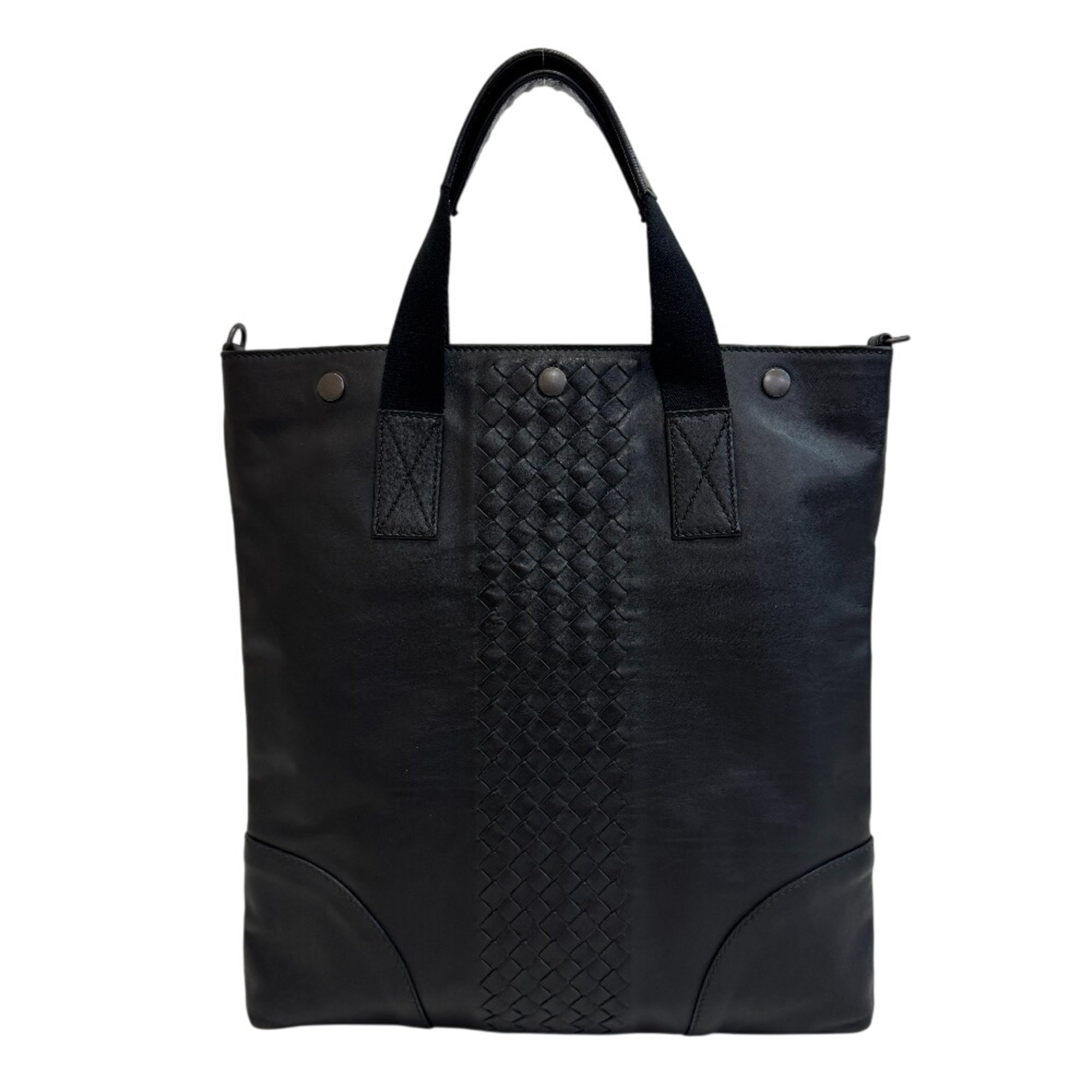 Bottega Veneta Intrecciato Black Leather Tote Bag (Pre-Owned)
