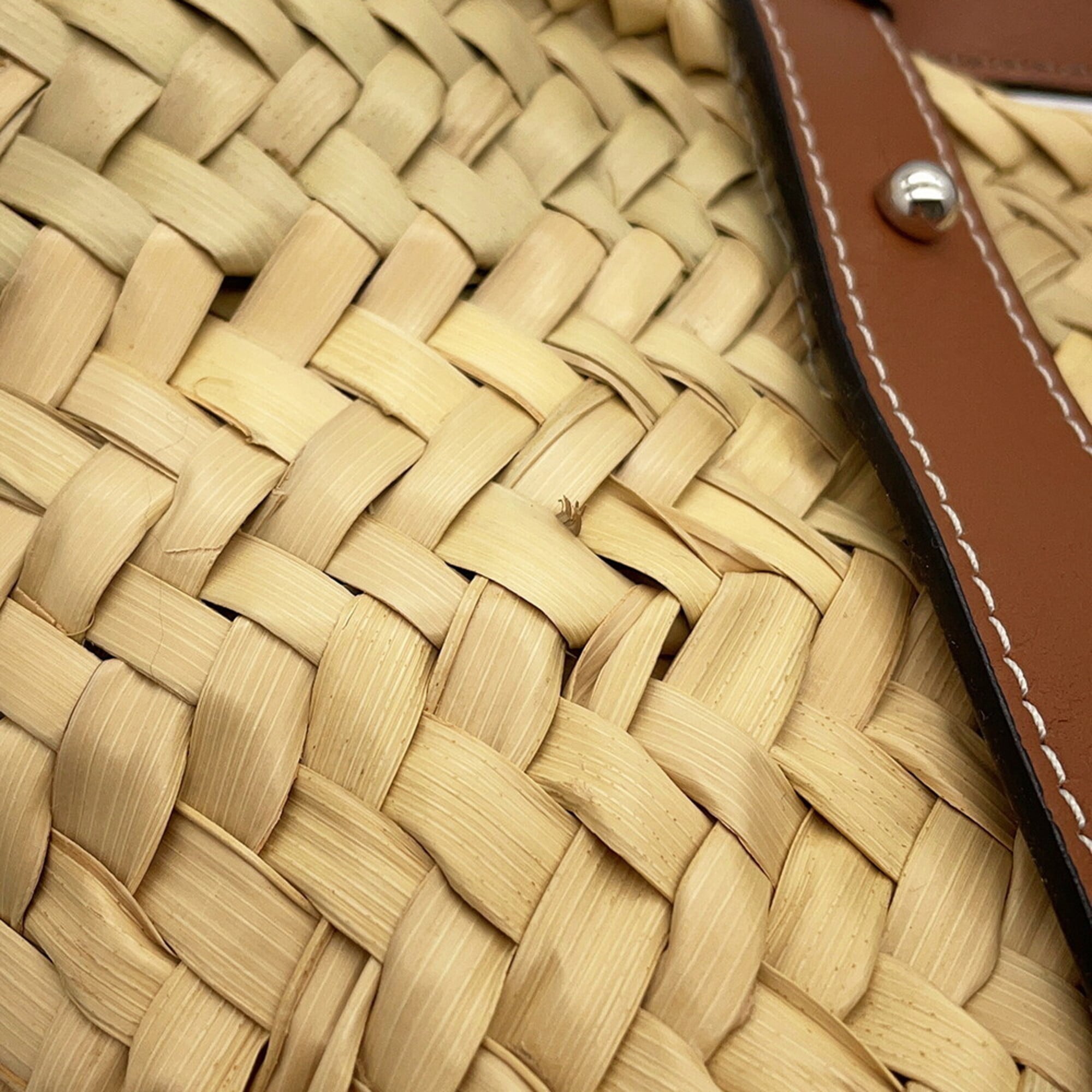 Loewe Brown Raffia Leather Basket Handbag (Pre-Owned)