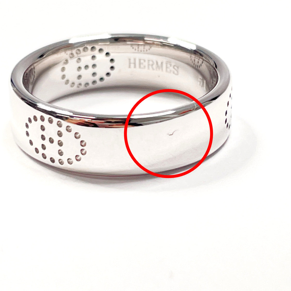 Hermes Silver White Gold (18K) Band Ring (Pre-Owned)