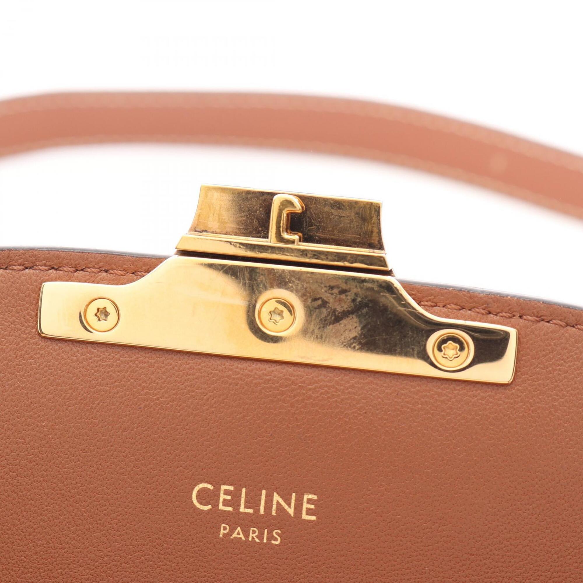 Celine Beige Brown White Pvc Coated Canvas Leather Shoulder Bag (Pre-Owned)